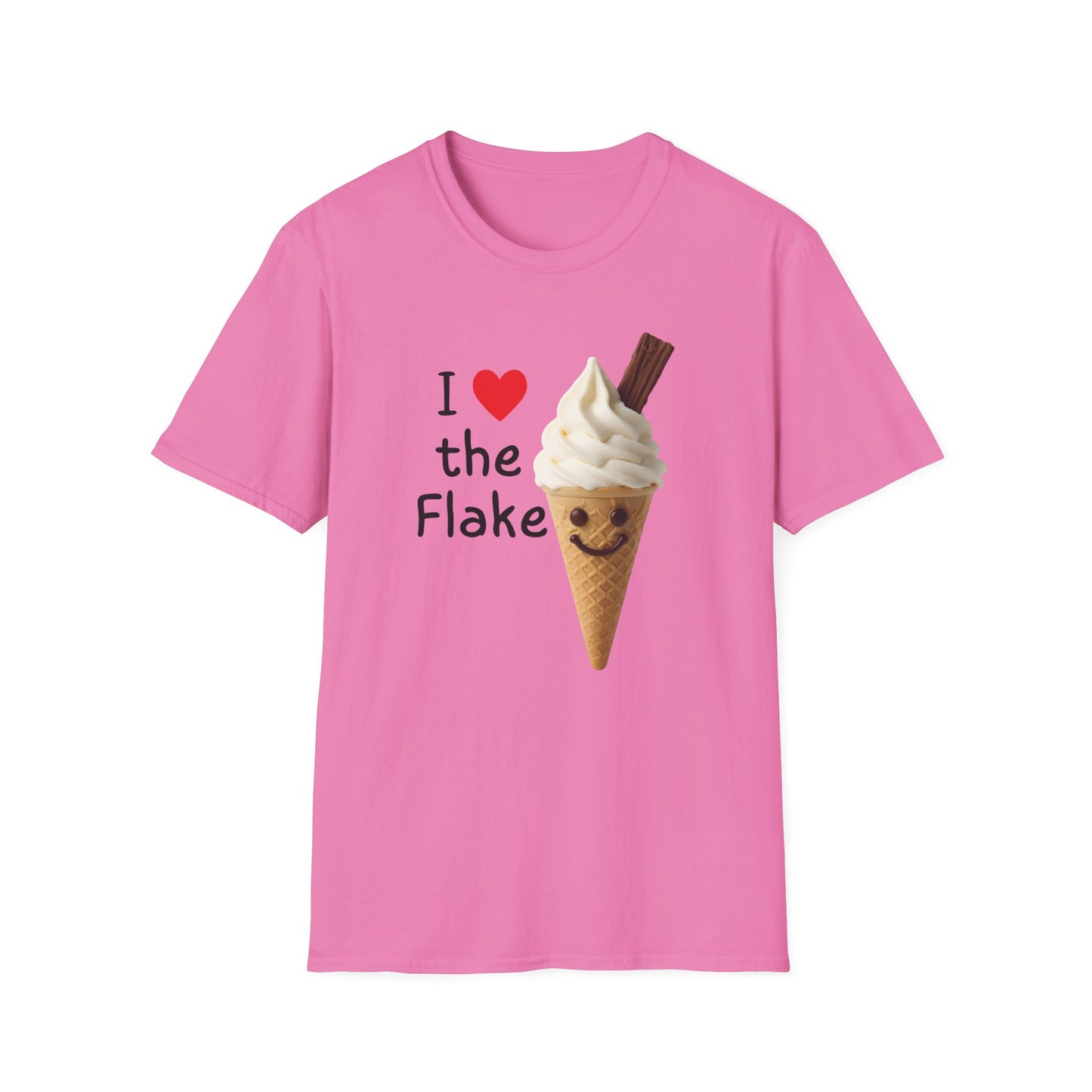 I Love the Flake Whippy Ice Cream T-Shirt | Funny Soft Serve Cone with Cadbury Flake Design Printify