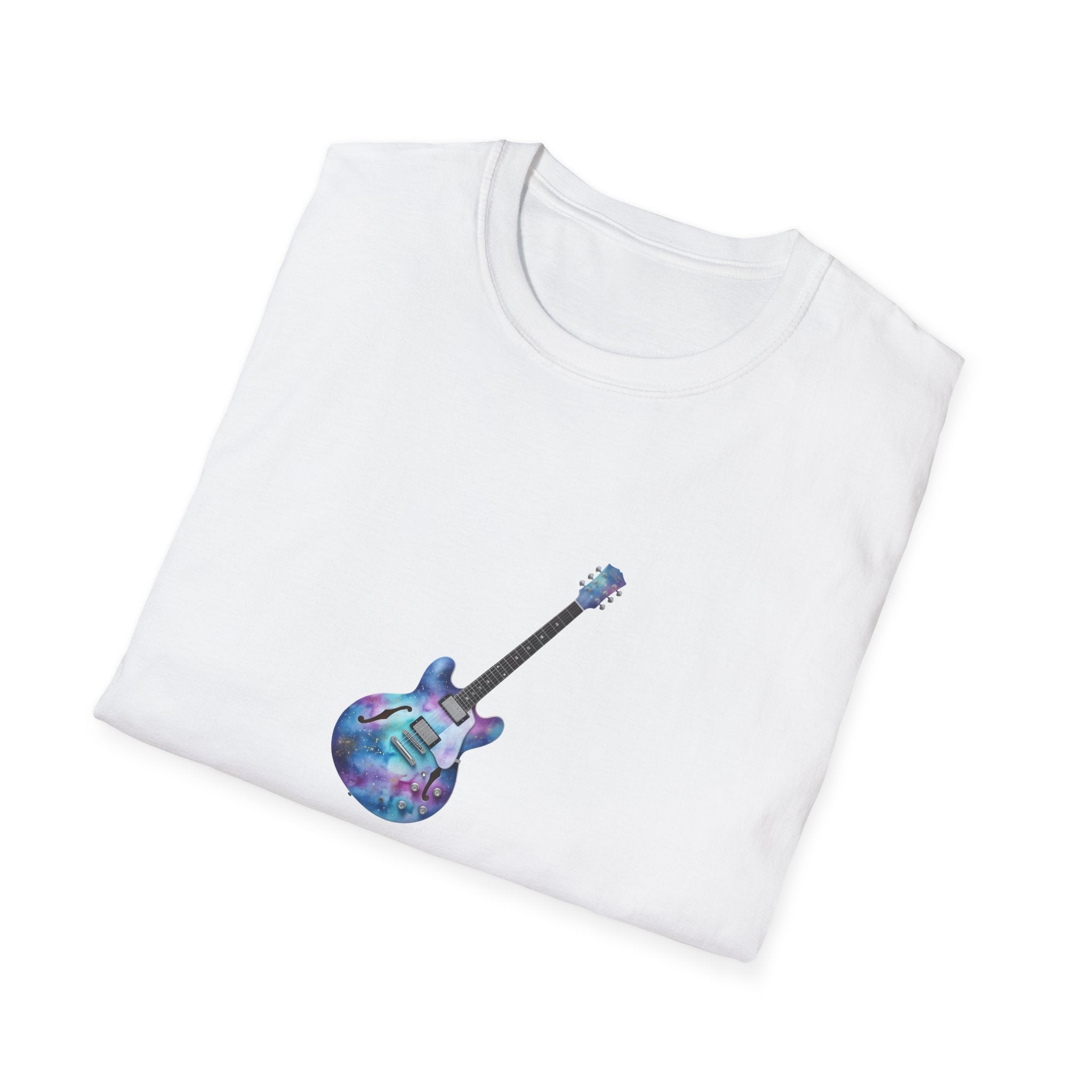  "Galactic Groove" tee, featuring a mesmerizing cosmic watercolour design. 