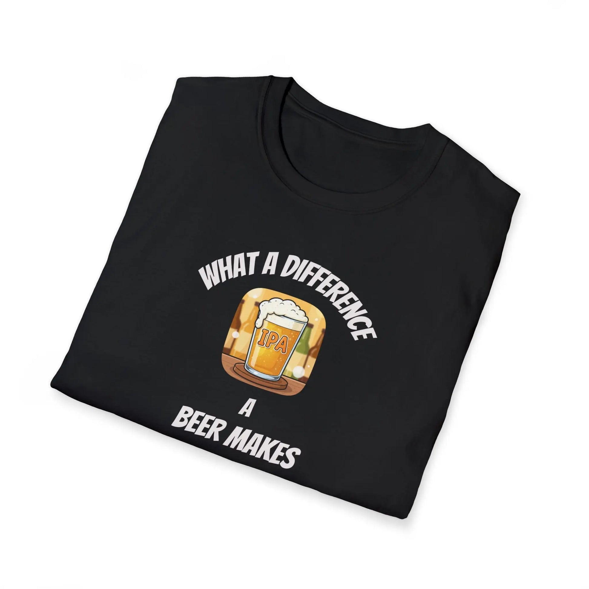 What a Difference a Beer Makes T-Shirt — Funny Beer Mug Graphic Tee for Beer Lovers Printify
