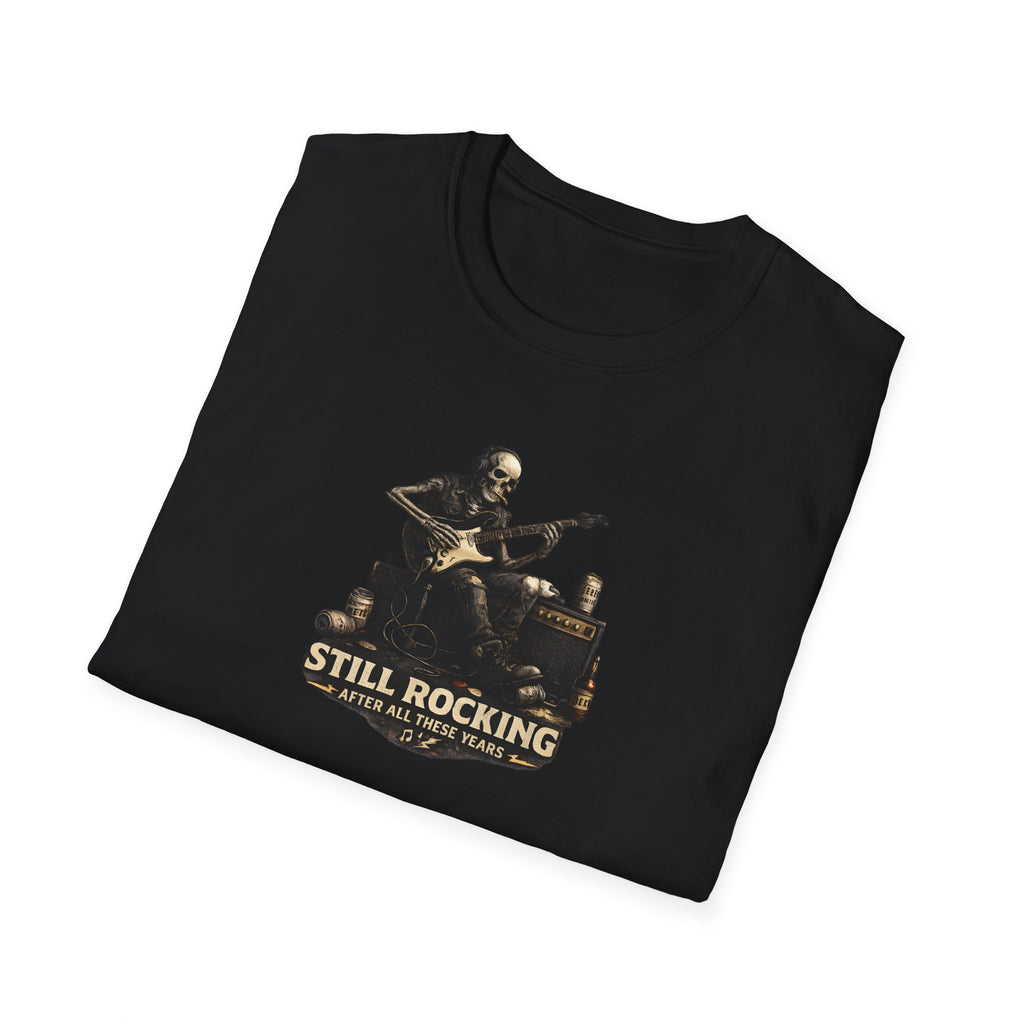 "Still Rocking Skeleton Guitarist T Shirt Vintage Rock Guitar Player Design"