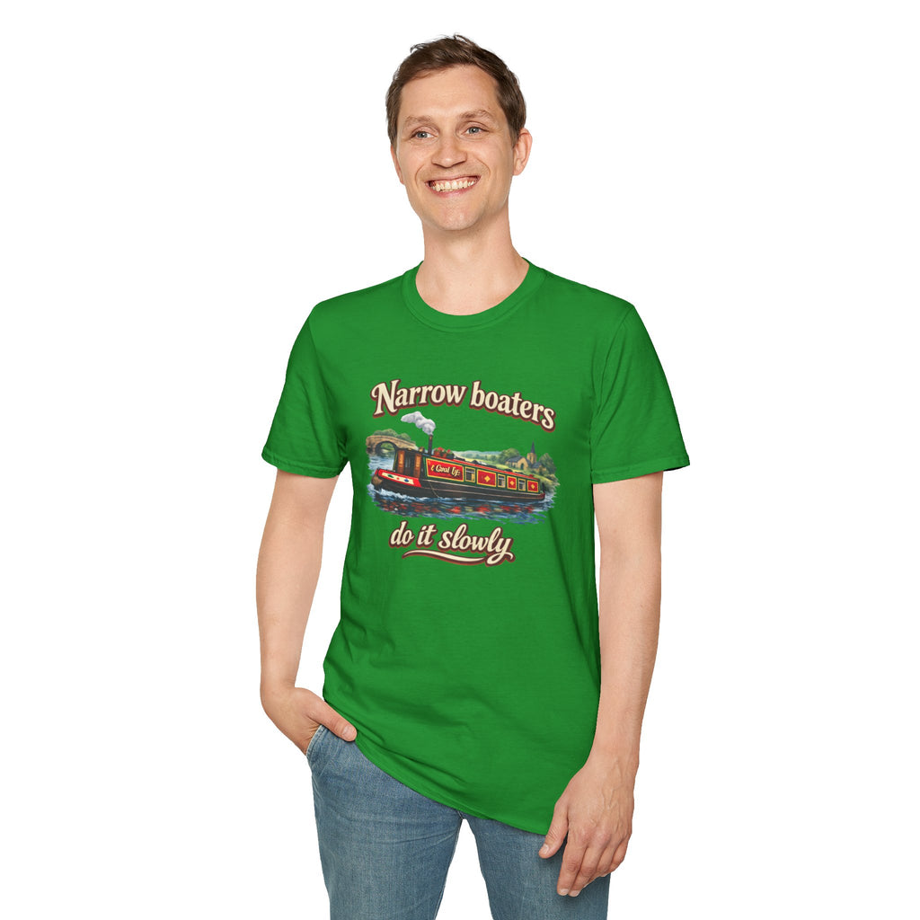 Narrow Boaters Do It Slowly T-Shirt — Canal Boat Vintage Graphic Tee Printify