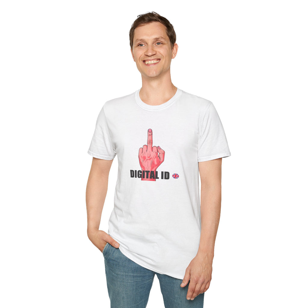 Anti Digital ID Protest T-Shirt – Bold Graphic Statement Against UK Digital ID Printify