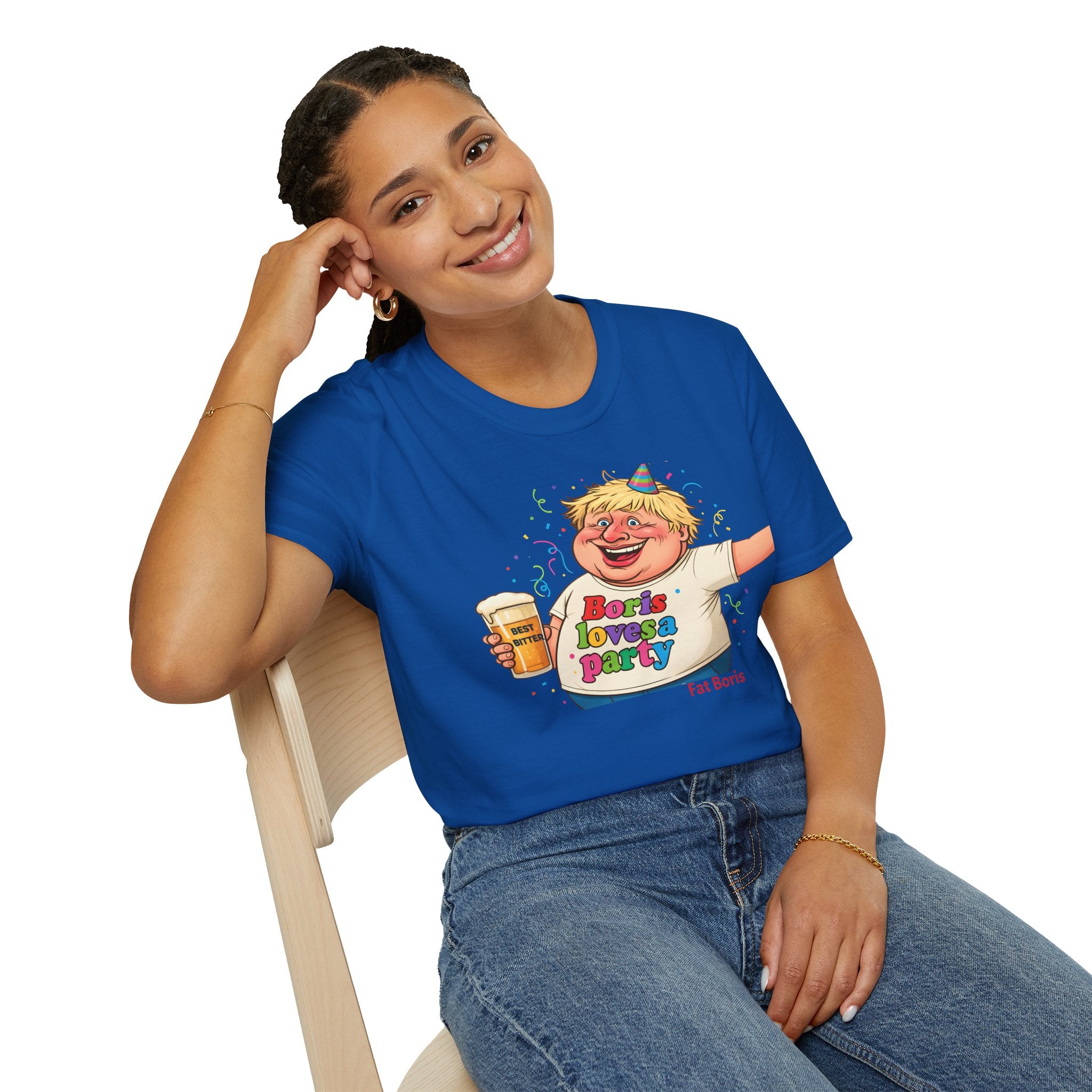 Fat Boris "Boris Loves A Party" T-Shirt uk  Boris Johnson political Satire