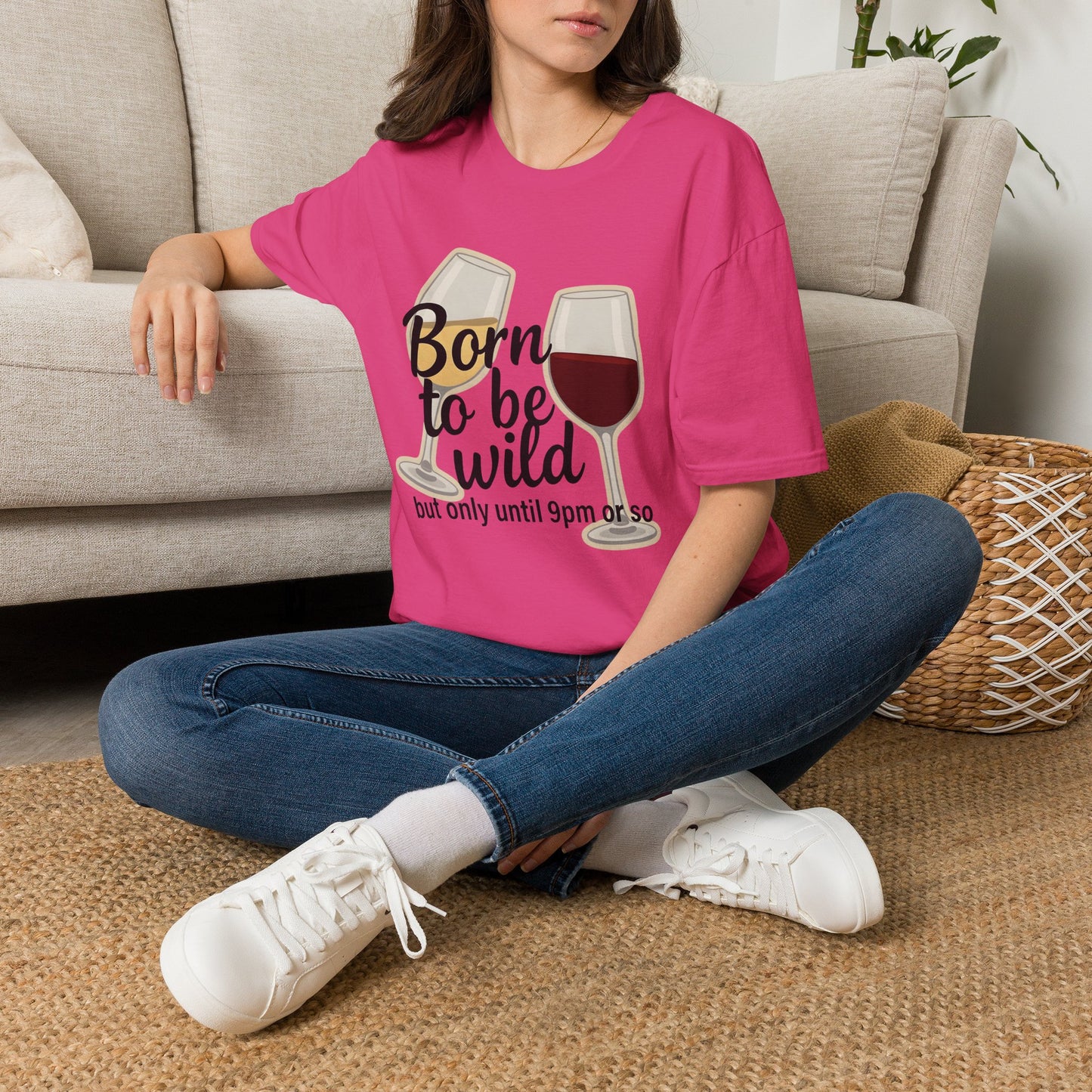 Born to Be Wild But Only Until 9pm or So Wine T-Shirt | Gildan Softstyle Printify