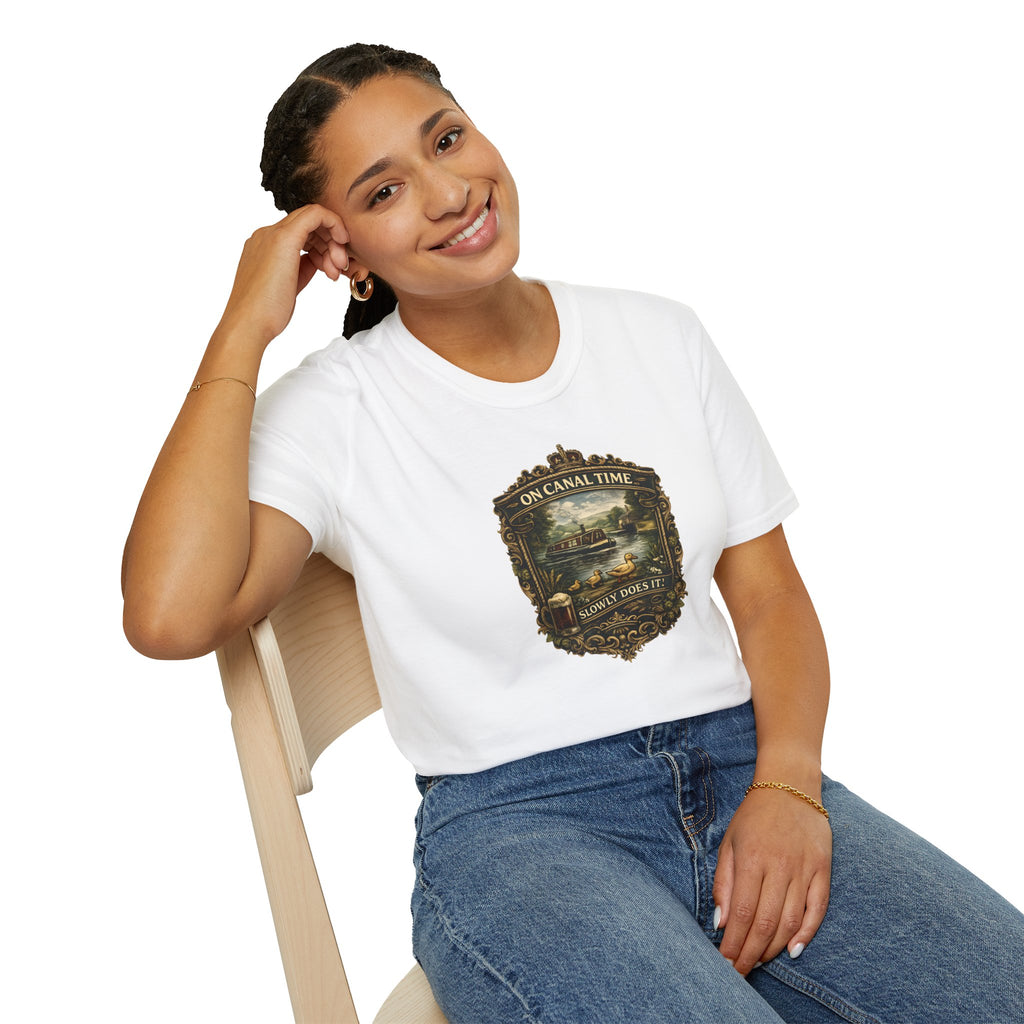 Canal Time Vintage Graphic T-Shirt — 'On Canal Time' Scenic Emblem