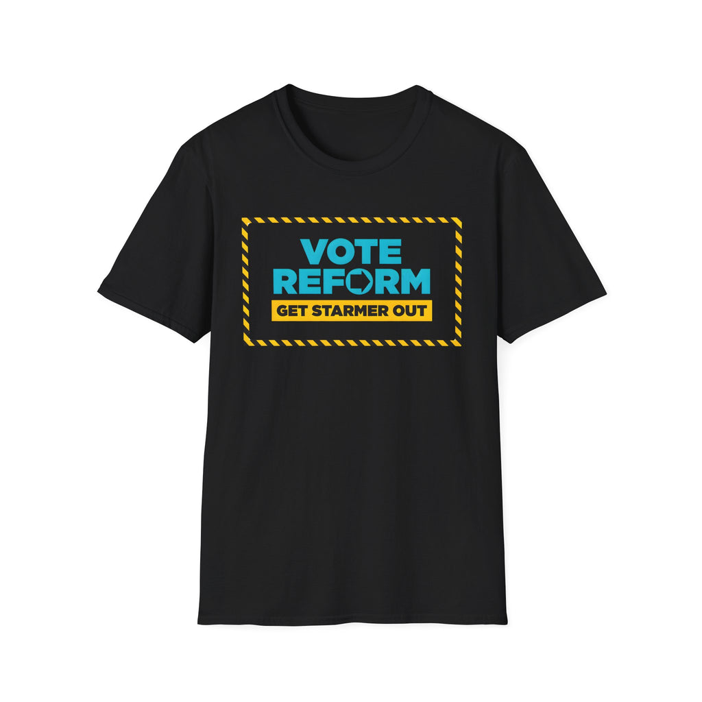 Vote Reform  Nigel Farage Campaign Slogan T-Shirt – "Get Starmer Out" Political Protest Tee Printify