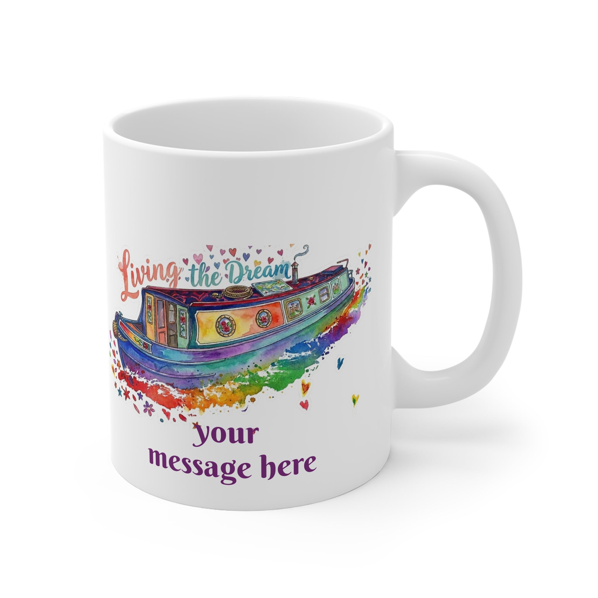 Personalised Living the Dream Narrowboat Coffee Mug - Custom Canal Boat Gift 