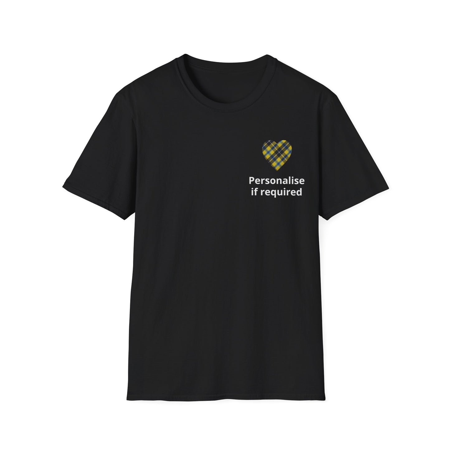Plaid Heart T-Shirt — Personalized If Required Chest Design Printify