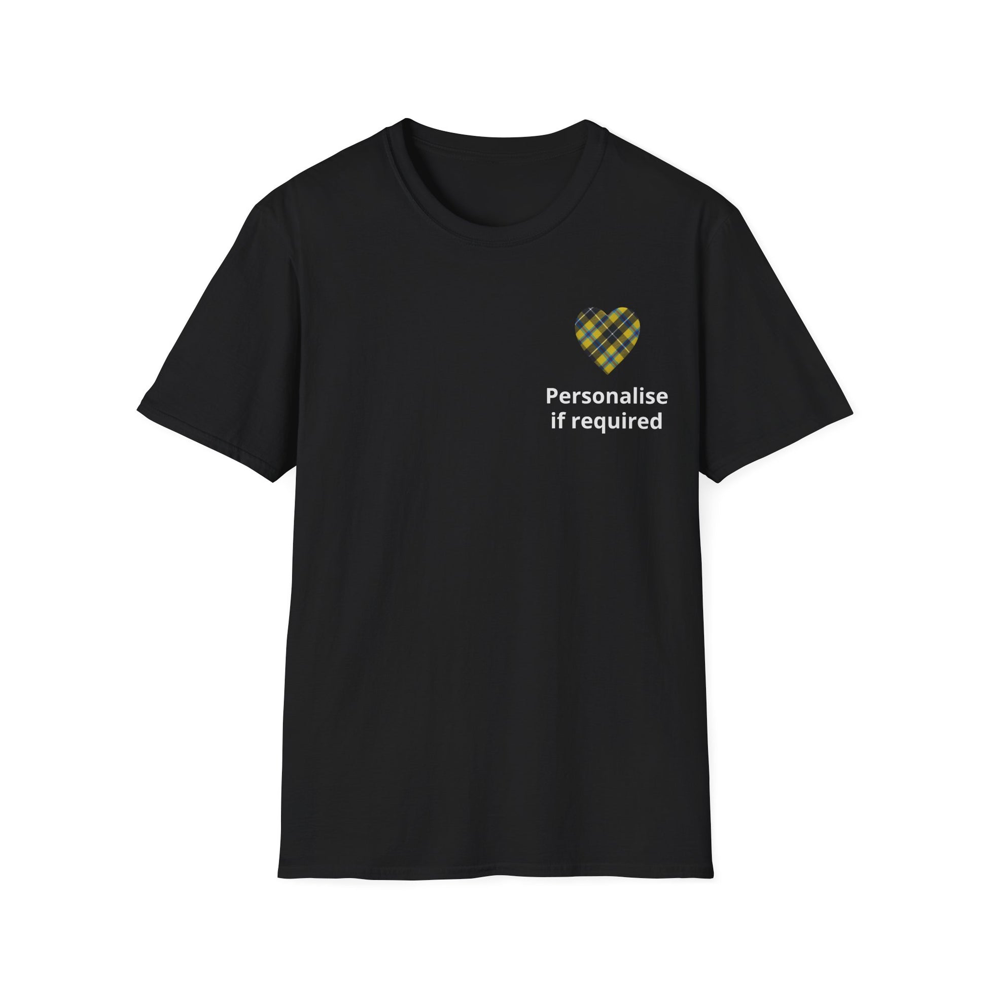 Plaid Heart T-Shirt — Personalized If Required Chest Design Printify