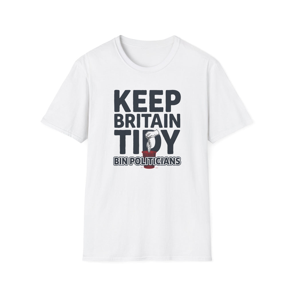 Keep Britain Tidy Bin Politicians T-Shirt | Funny Political Satire Tee | Anti-Politician Gift | Boris Johnson Meme Shirt | UK Politics Humor Printify