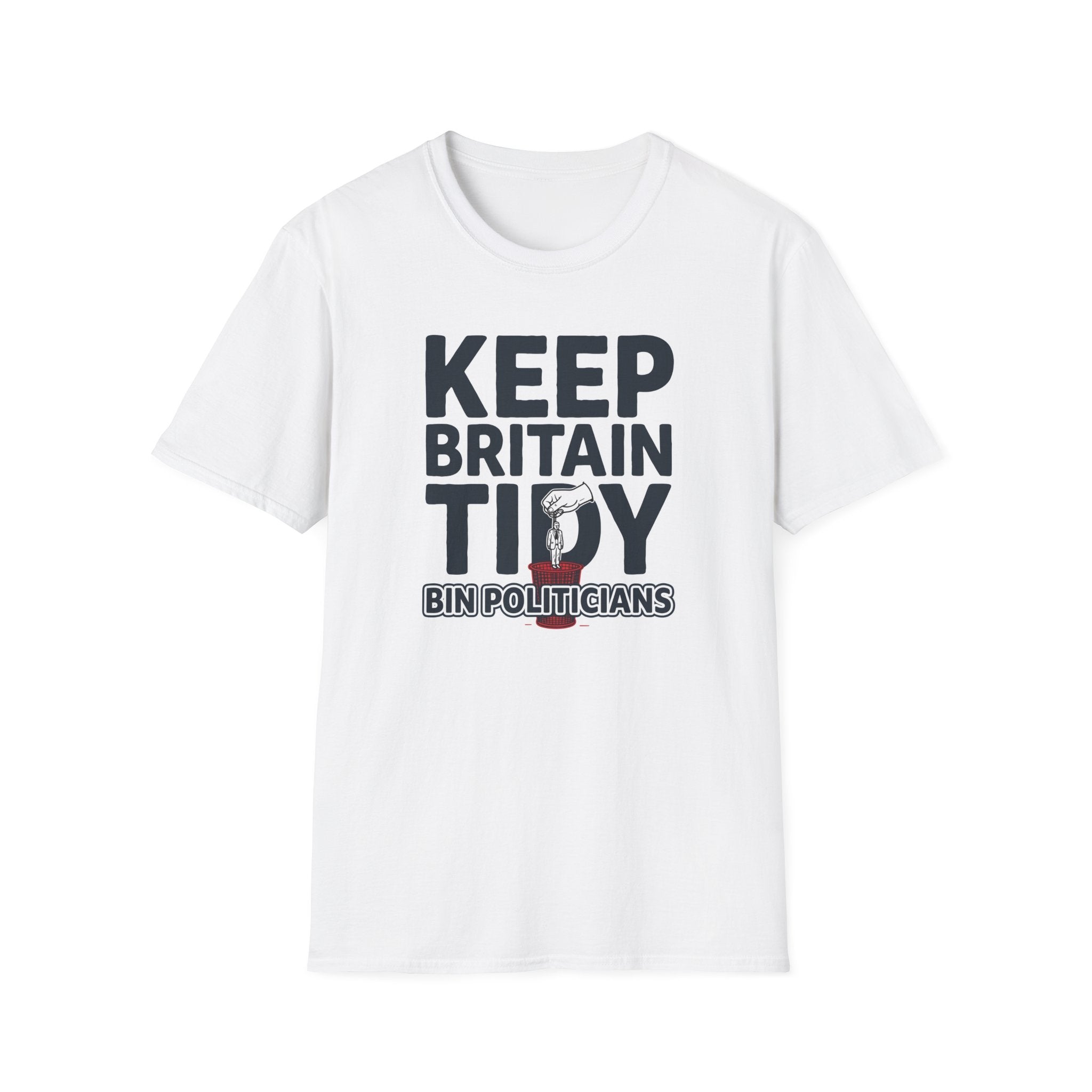 Keep Britain Tidy Bin Politicians T-Shirt | Funny Political Satire Tee | Anti-Politician Gift | Boris Johnson Meme Shirt | UK Politics Humor Printify