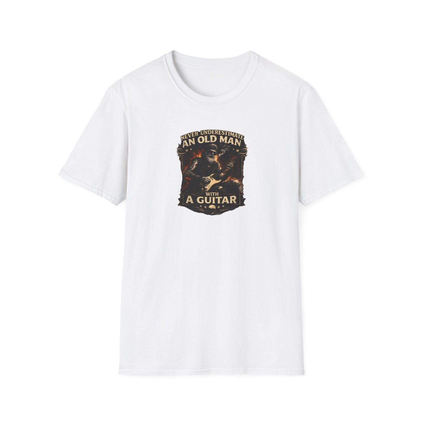 Never underestimate an old man with a guitar vintage rock guitarist t-shirt design