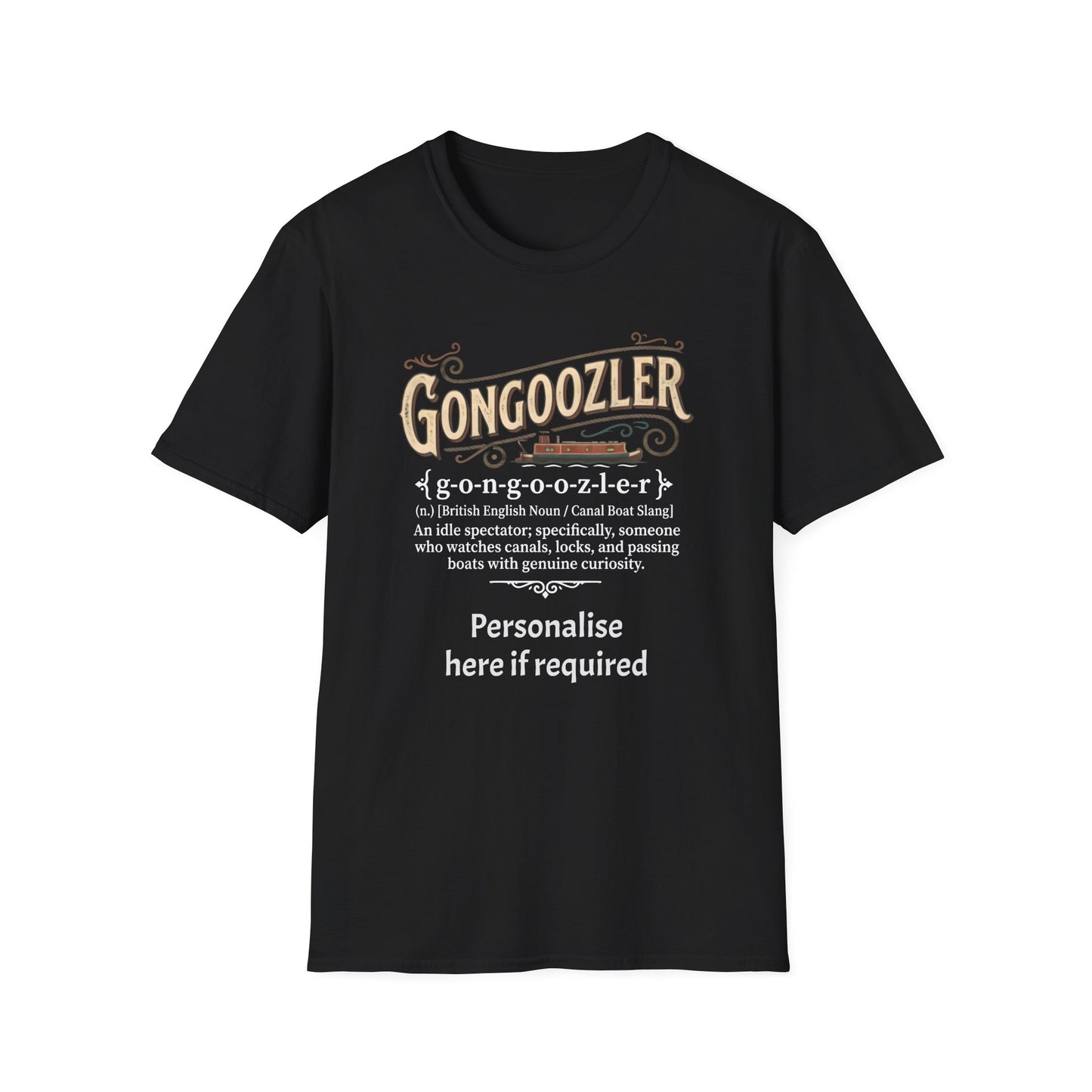 Gongoozler Definition T-Shirt — Vintage  Canal Watching Tee (Personalise Option) 