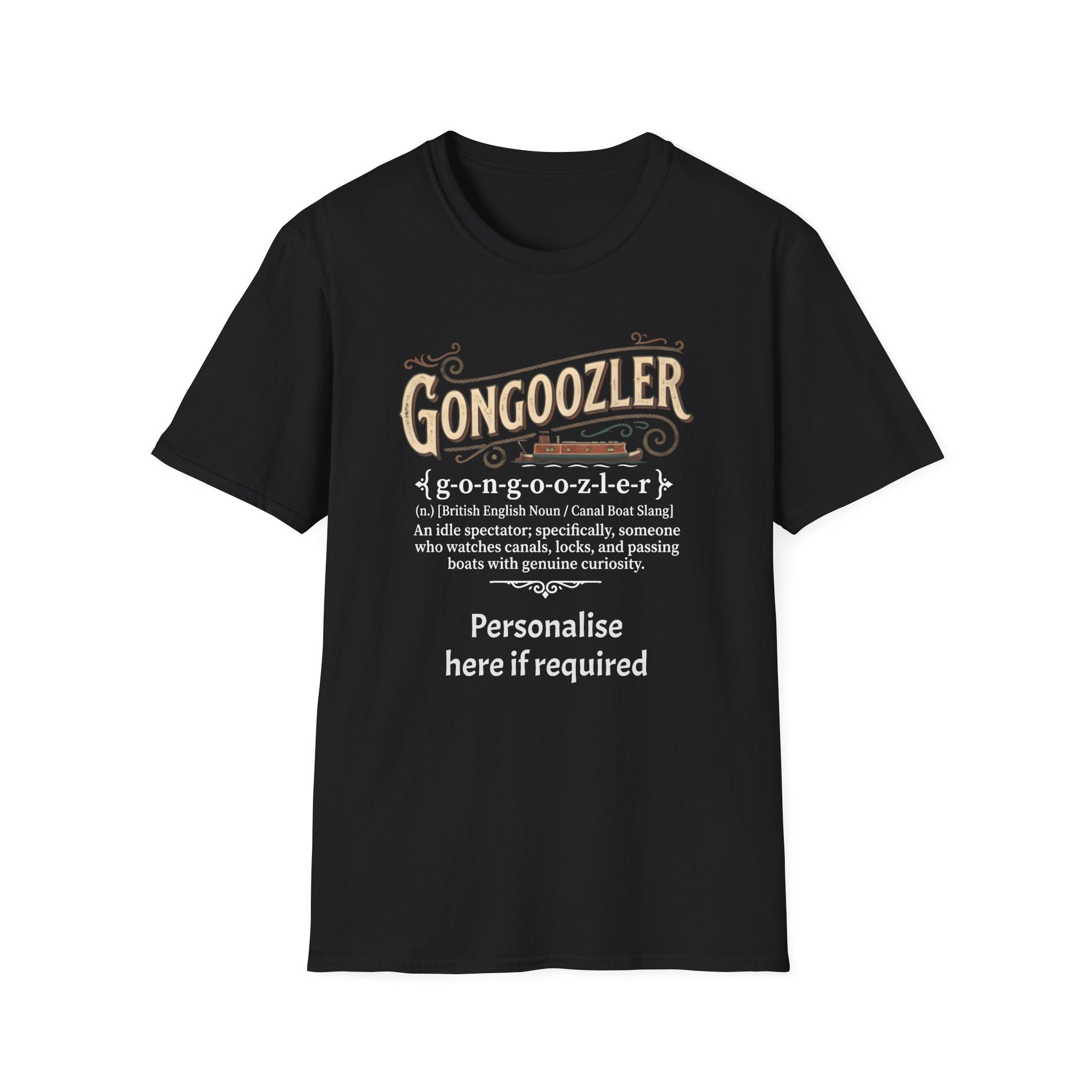 Gongoozler Definition T-Shirt — Vintage  Canal Watching Tee (Personalise Option) 