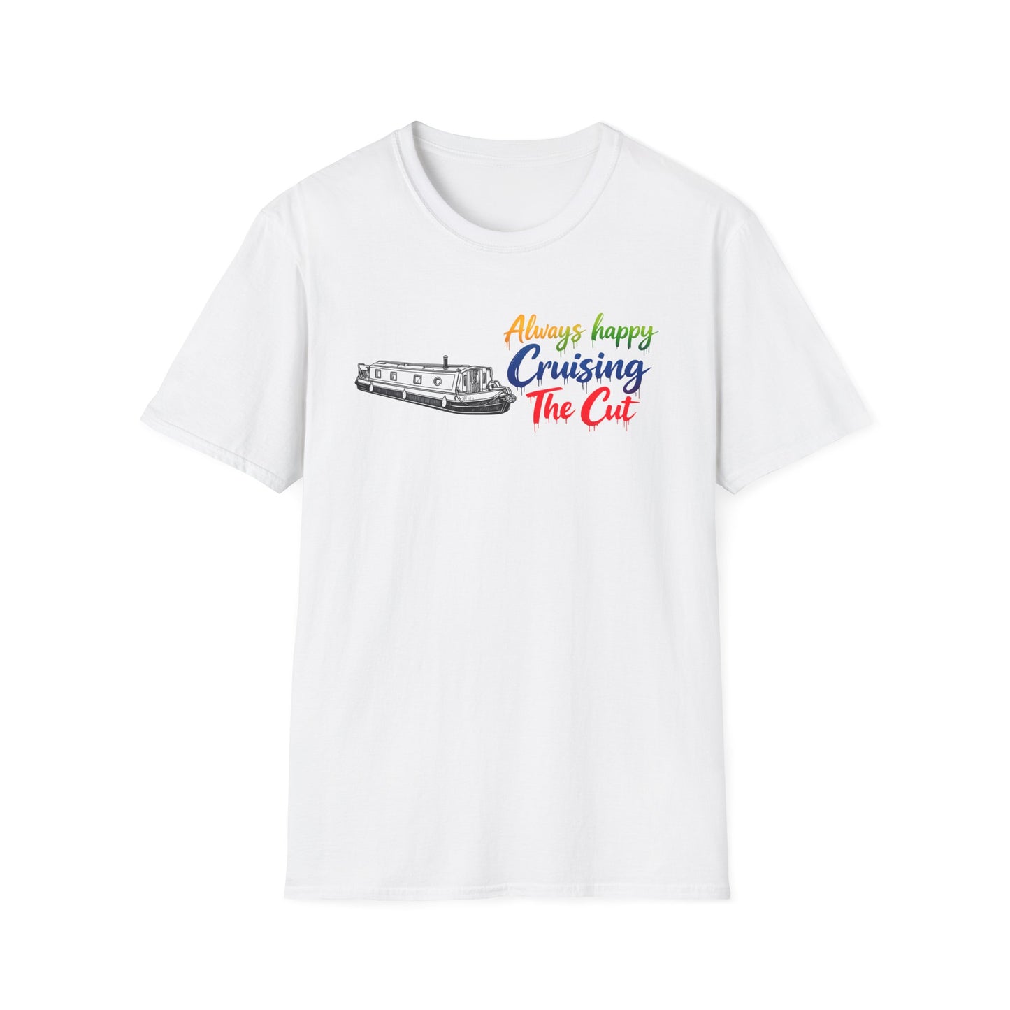 Cruising The Cut Boat T-Shirt — "Always Happy Cruising The Cut" Canal Boating Tee