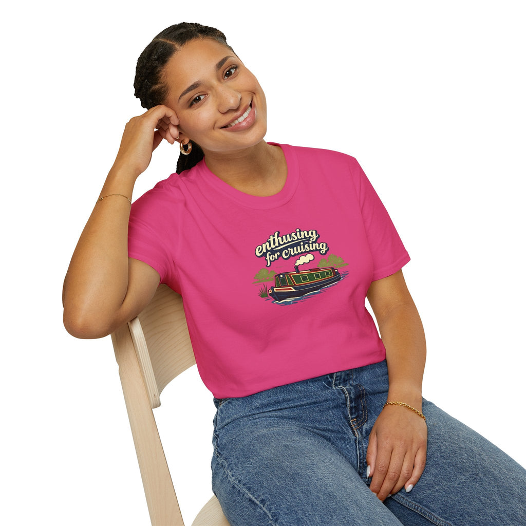 Cruising Canal Boat T-Shirt — Enthusing for Cruising Vintage Canal Narrowboat Tee Printify