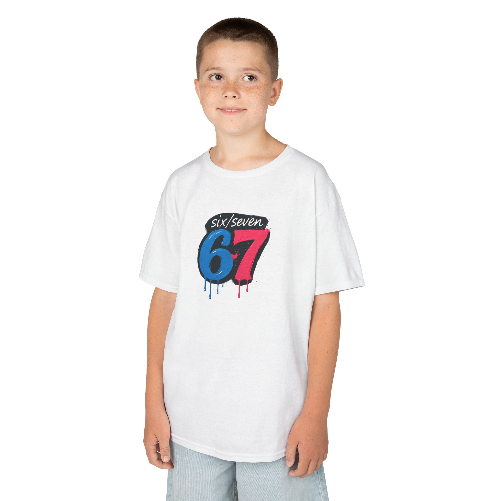 Kids T-Shirt Six Seven Meme Oil Paint Drip Youth Cotton Tee