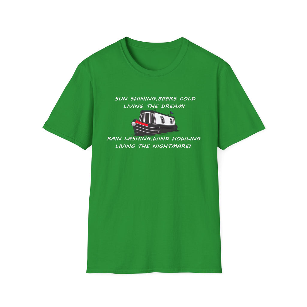 English Canal Narrow Boat Living the Dream Living the Nightmare funny T Shirt