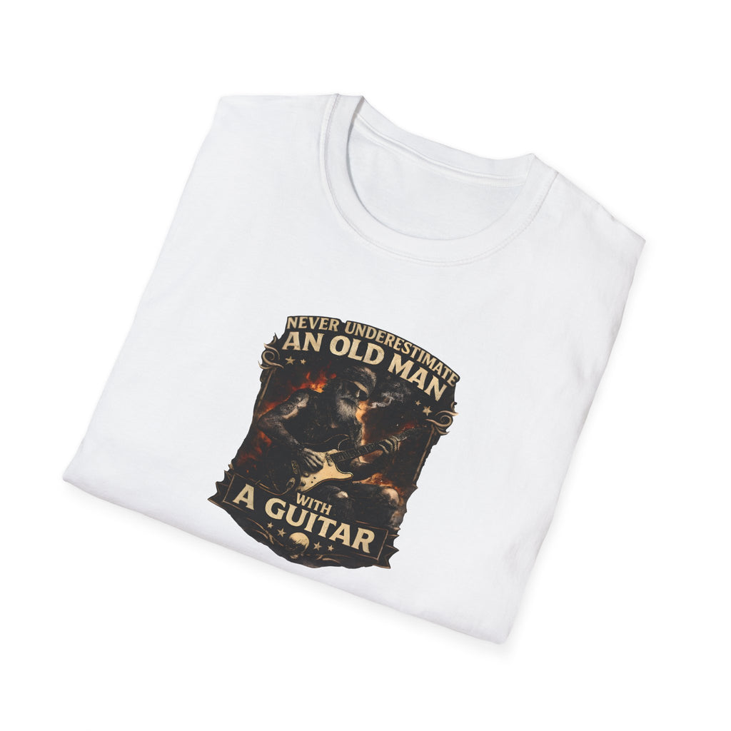 Never underestimate an old man with a guitar vintage rock guitarist t-shirt design