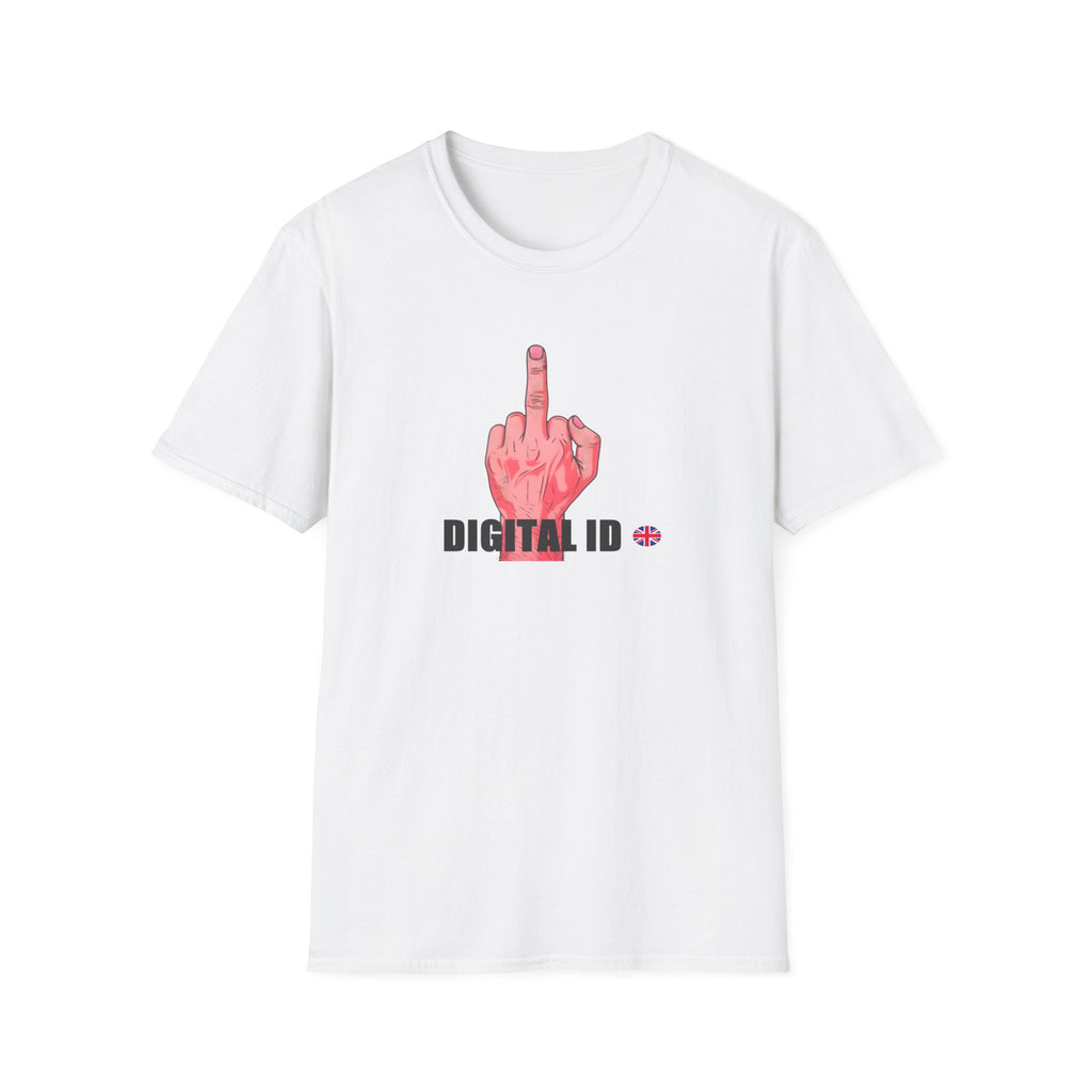 Anti Digital ID Protest T-Shirt – Bold Graphic Statement Against UK Digital ID Printify