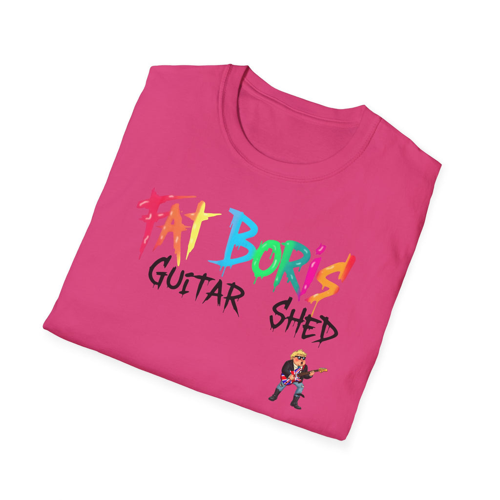 Fat Boris Guitar Shed T-Shirt – Funny Guitar Player Shirt | Musician Beer Shed Tee