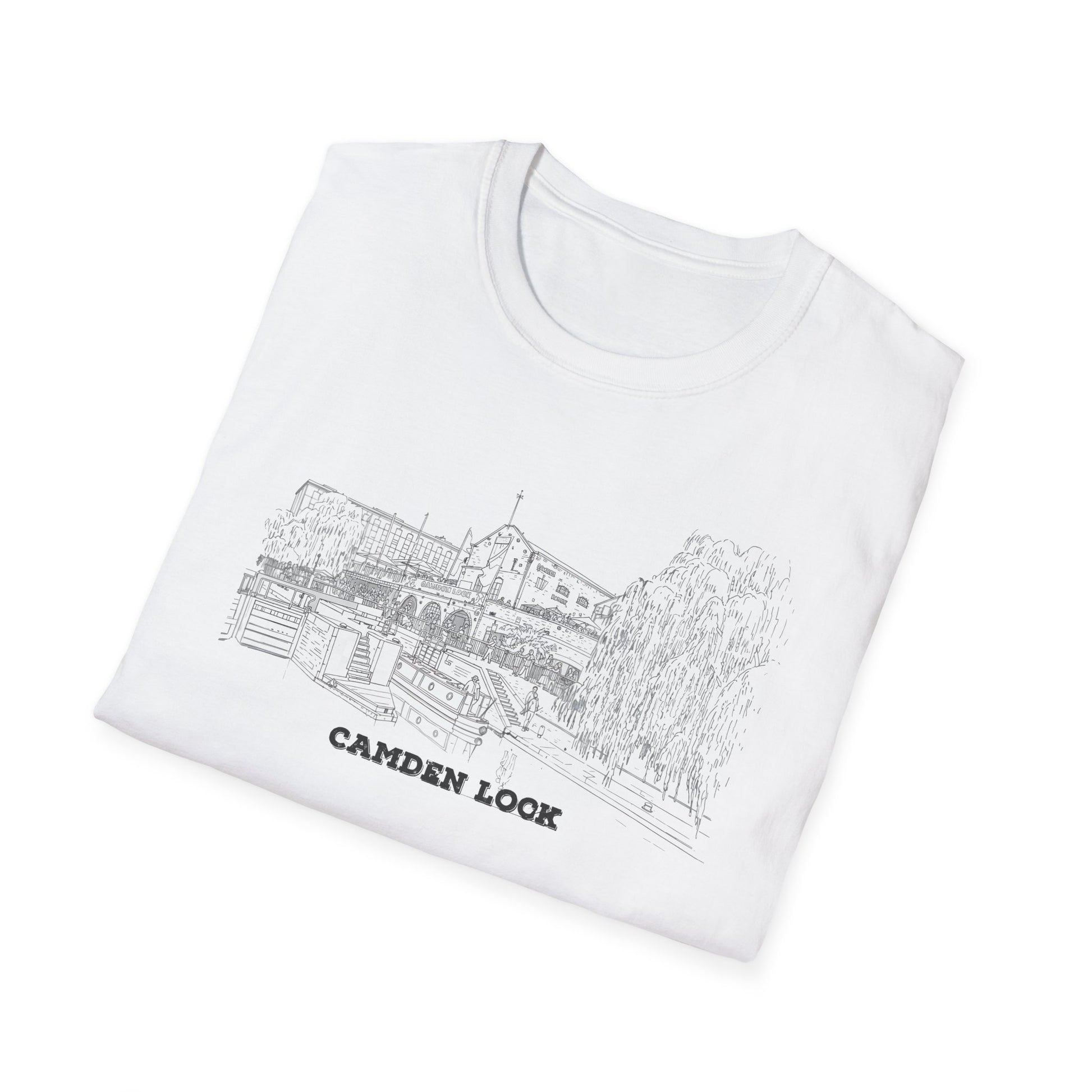 Camden Locks Sketch Tee — London 'Camden Locks' Scenic Canal view T-Shirt