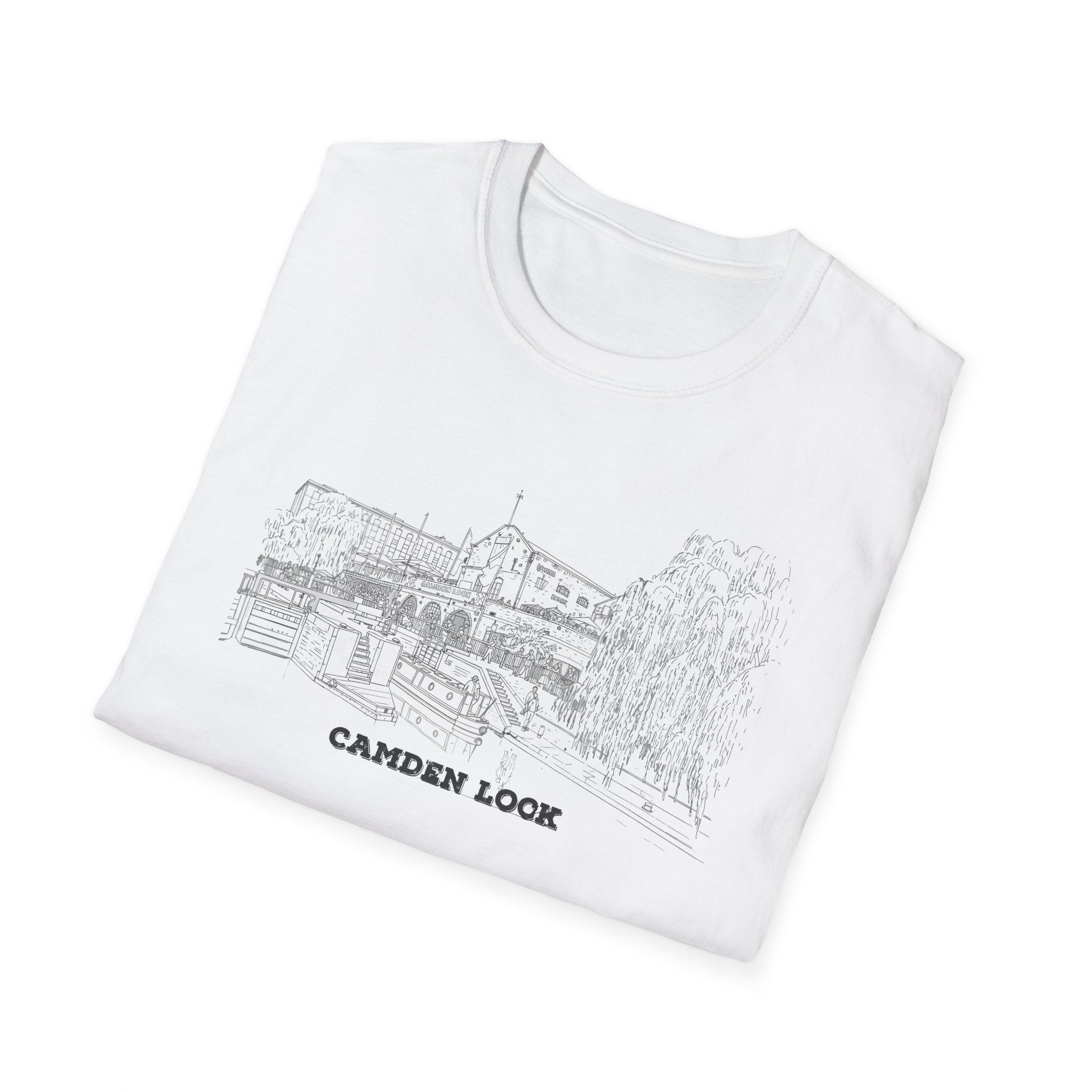 Camden Locks Sketch Tee — London 'Camden Locks' Scenic Canal view T-Shirt