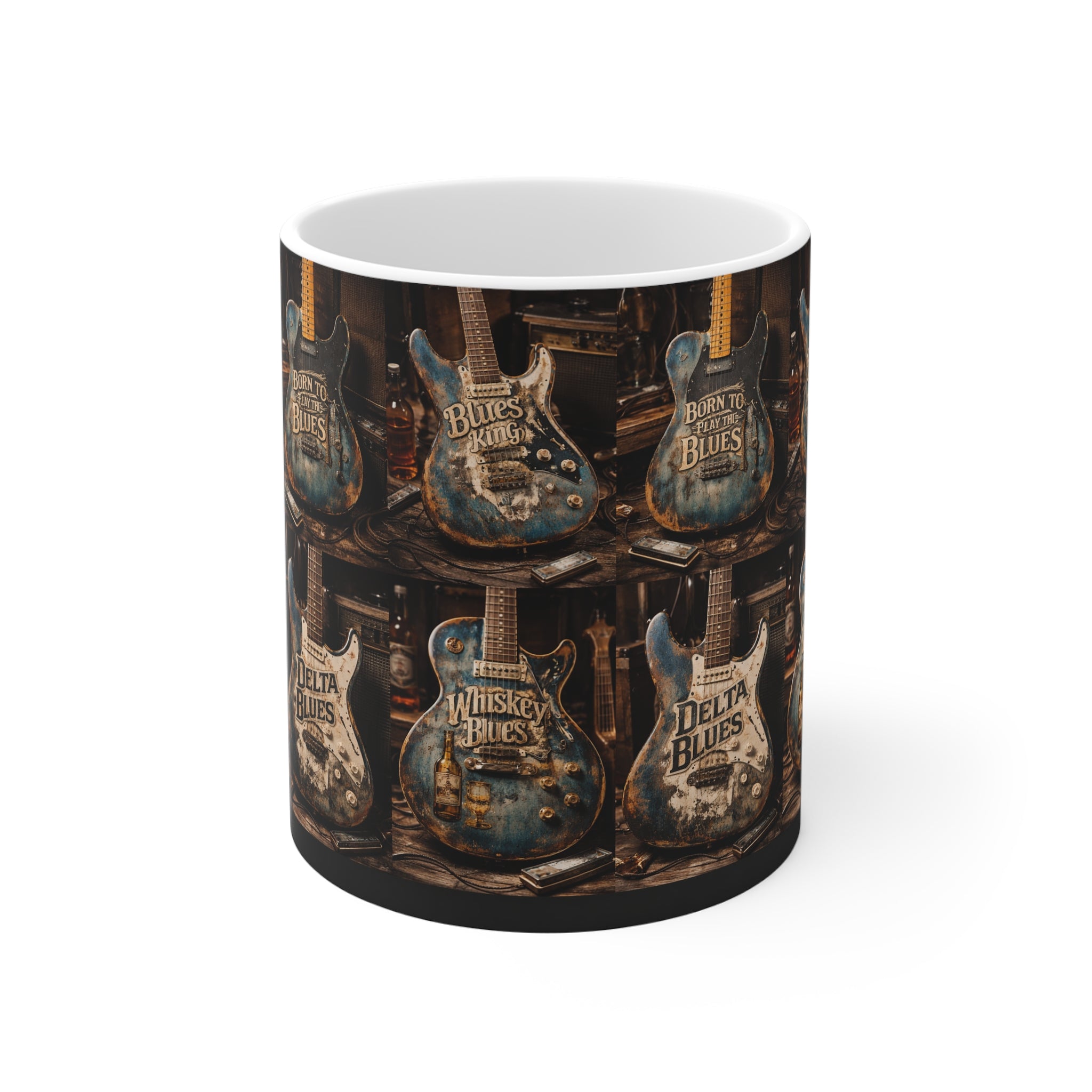 Fat Boris “Blues King” Guitar Coffee Mug – Vintage Blues Guitar Art Mug 