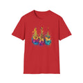 Vivid Paint Splash Design Three Guitars Trio T-Shirt — Colourful  Musical Instrument Tee