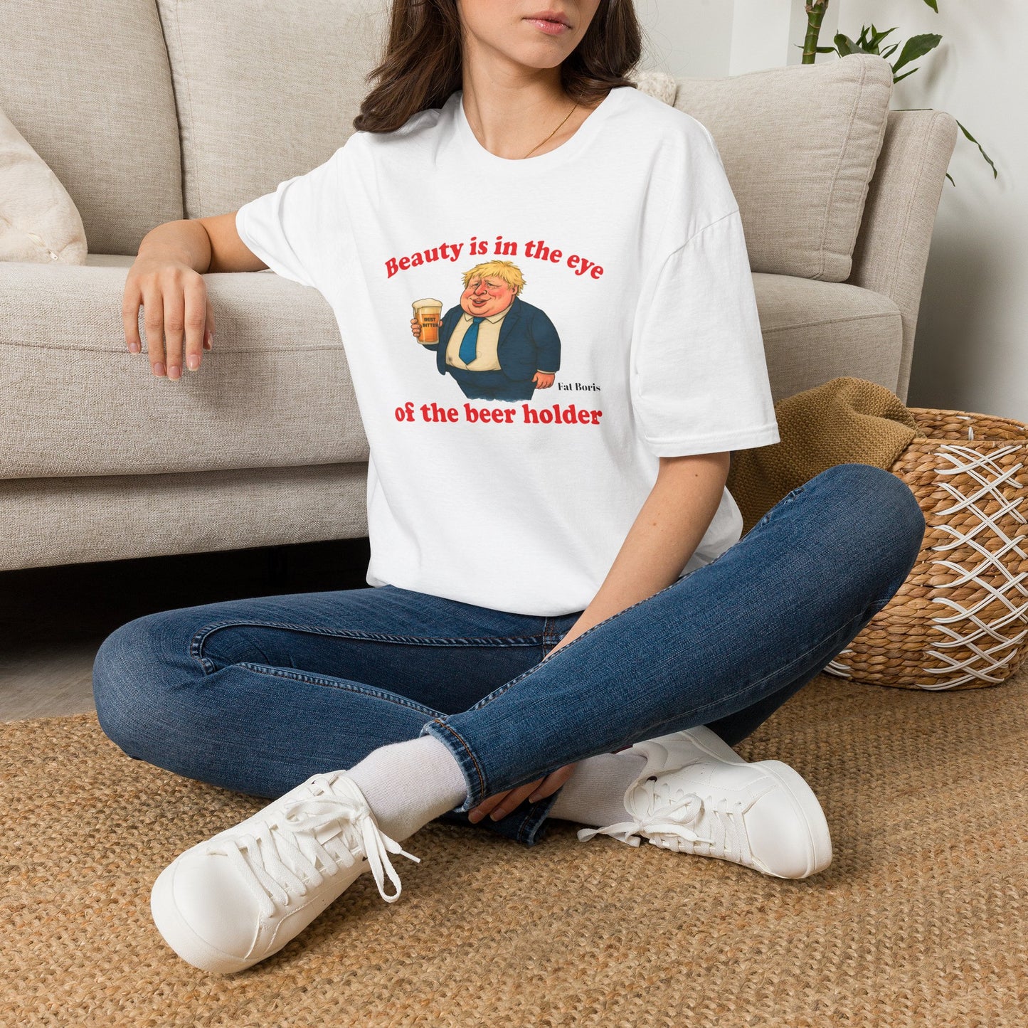 Fat Boris Beer Shed Collection - Beauty is in the Eye of the Beer Holder Unisex T-Shirt Printify