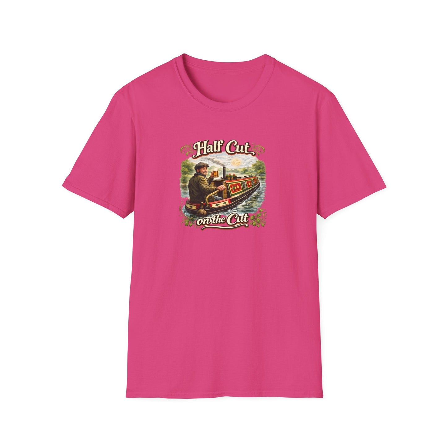 Half Cut on the Cut Cruisin English Canal Boat T-Shirt Printify