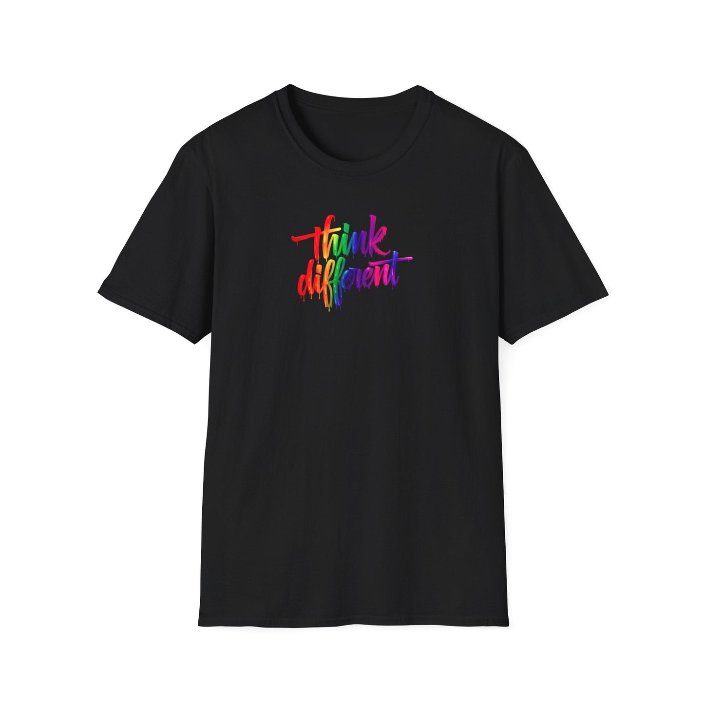 Colourfull Paint Splash Think Different Unisex Softstyle T-Shirt Printify