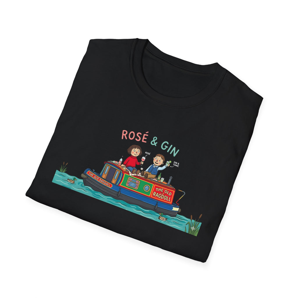 Rosie & Jim Narrowboat Spoof T‑Shirt – 'Rosé & Gin' Canal Boat Graphic Tee