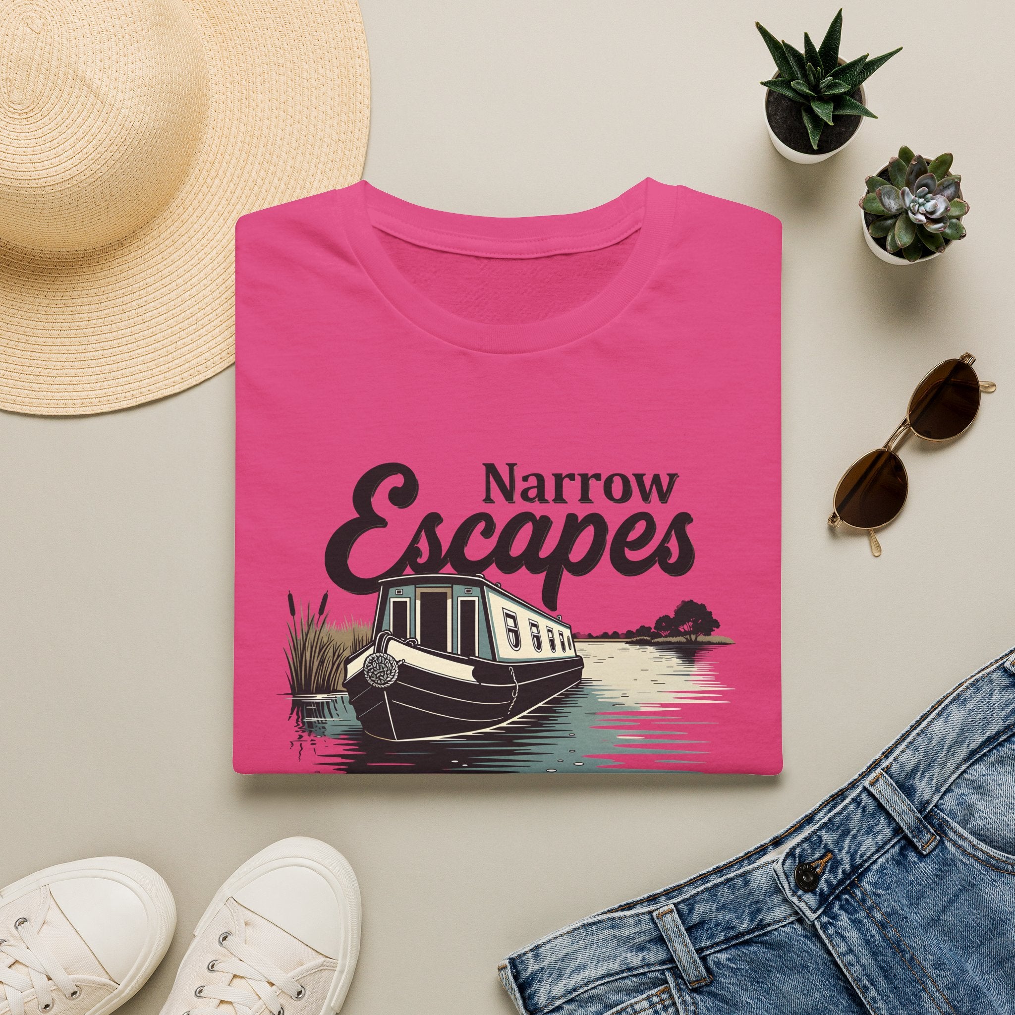 Classic Narrowboat t-shirt perfect for canal lovers, narrowboat owners & fans of Channel 4’s Narrow Escapes. Printify