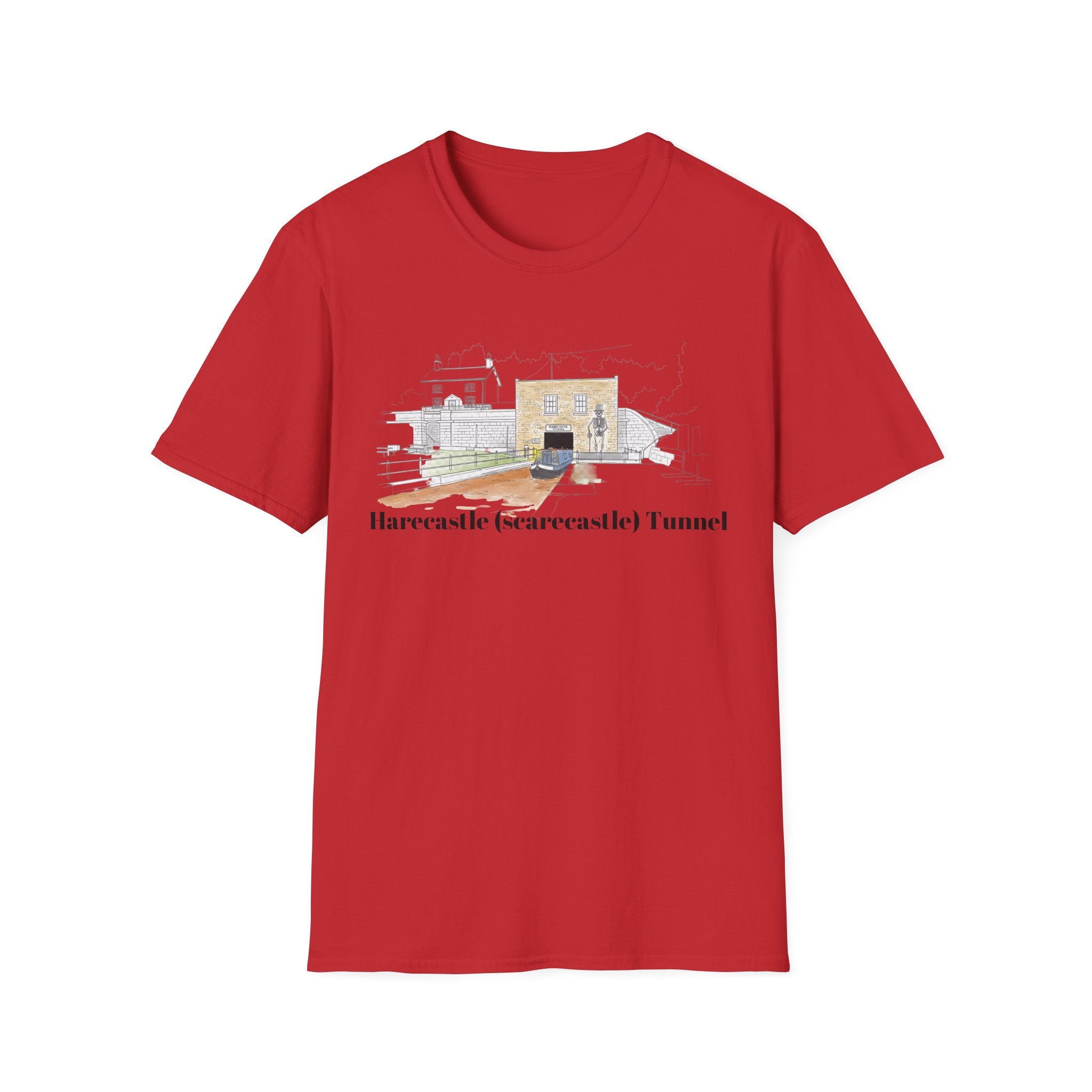 Harecastle  (Scarecastle) Tunnel Illustration T-Shirt — Vintage canal narrowbaot Te
