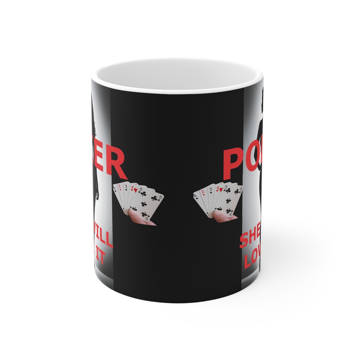 Poker Silhouette Coffee Mug - 'Poker She Will Love It' 11oz Ceramic Printify