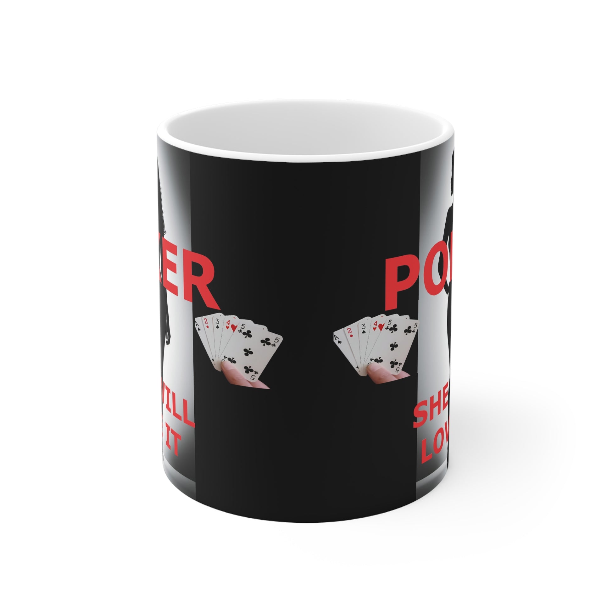 Poker Silhouette Coffee Mug - 'Poker She Will Love It' 11oz Ceramic Printify