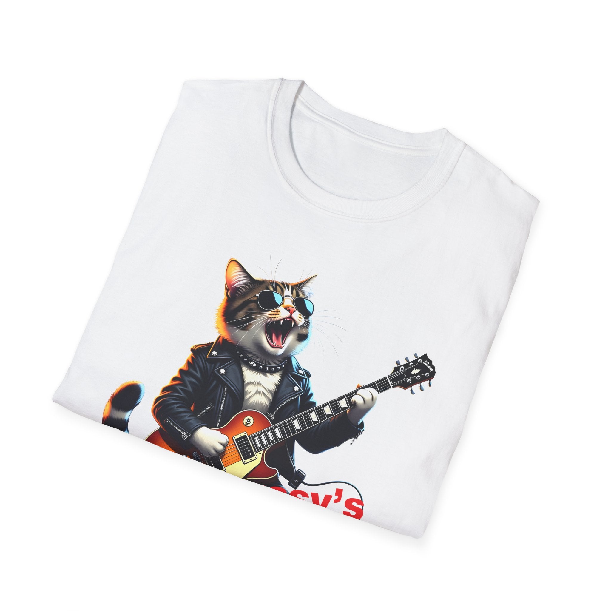 T-Shirt — Rockin' Cat Guitar Graphic "This Pussy's Shredding It" Printify