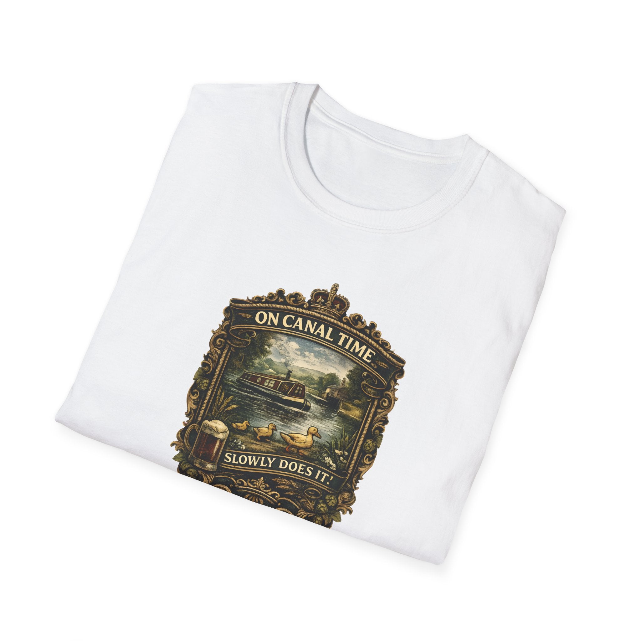 Canal Time Vintage Graphic T-Shirt — 'On Canal Time' Scenic Emblem