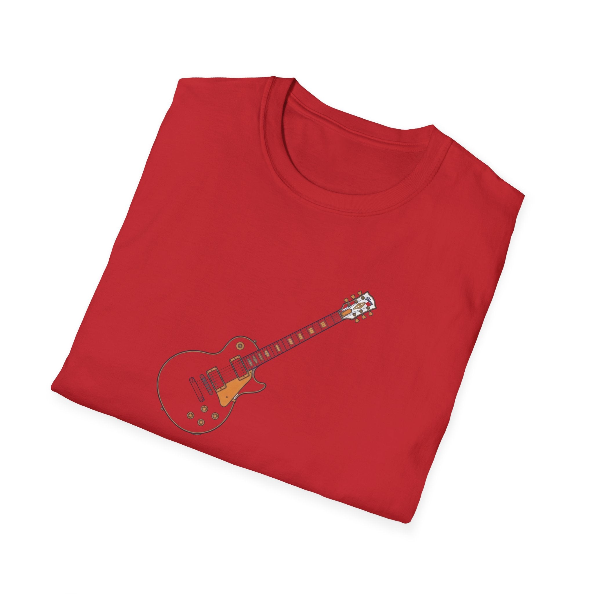 White Electric Guitar T-Shirt — Minimalist Music Tee for Guitarists & Fans