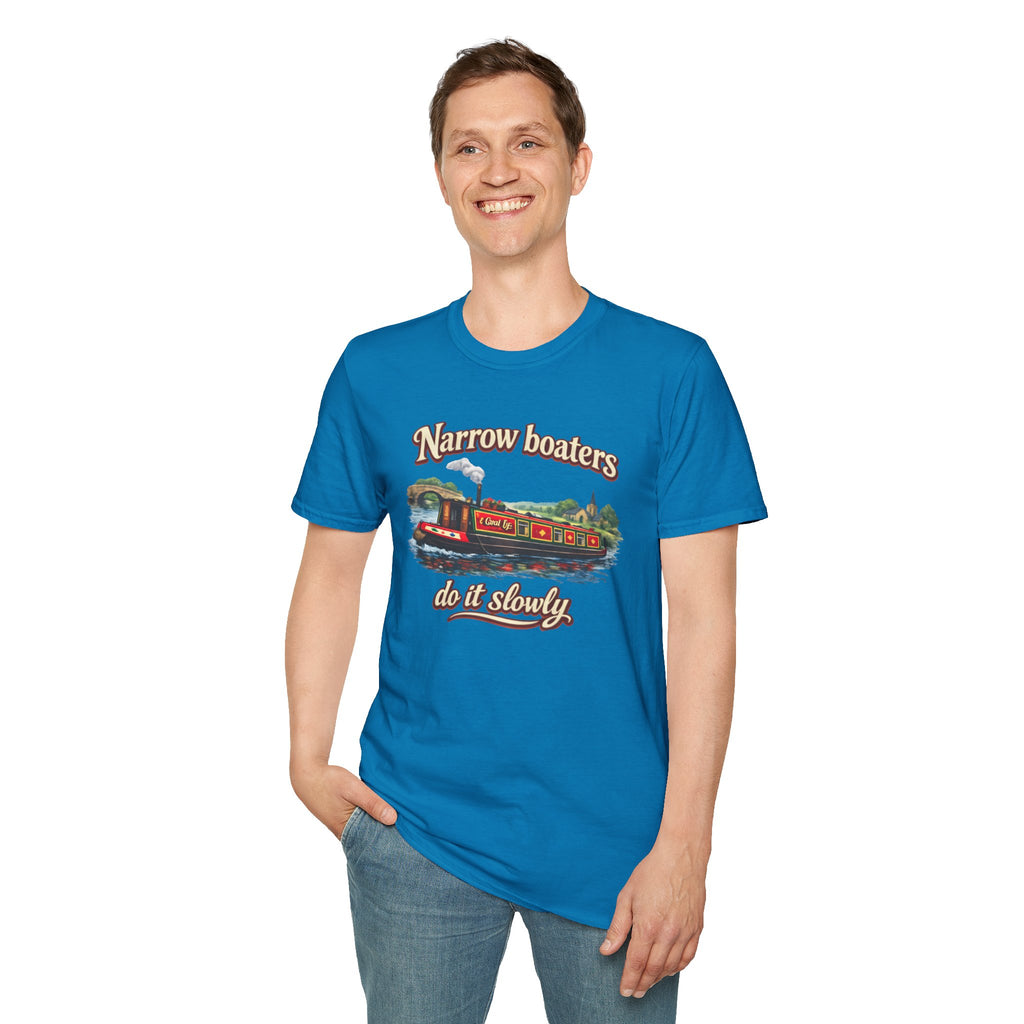 Narrow Boaters Do It Slowly T-Shirt — Canal Boat Vintage Graphic Tee Printify