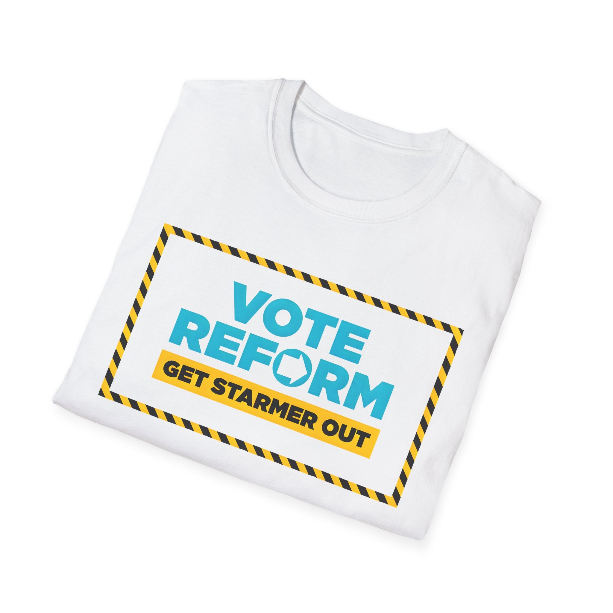 Vote Reform  Nigel Farage Campaign Slogan T-Shirt – "Get Starmer Out" Political Protest Tee Printify