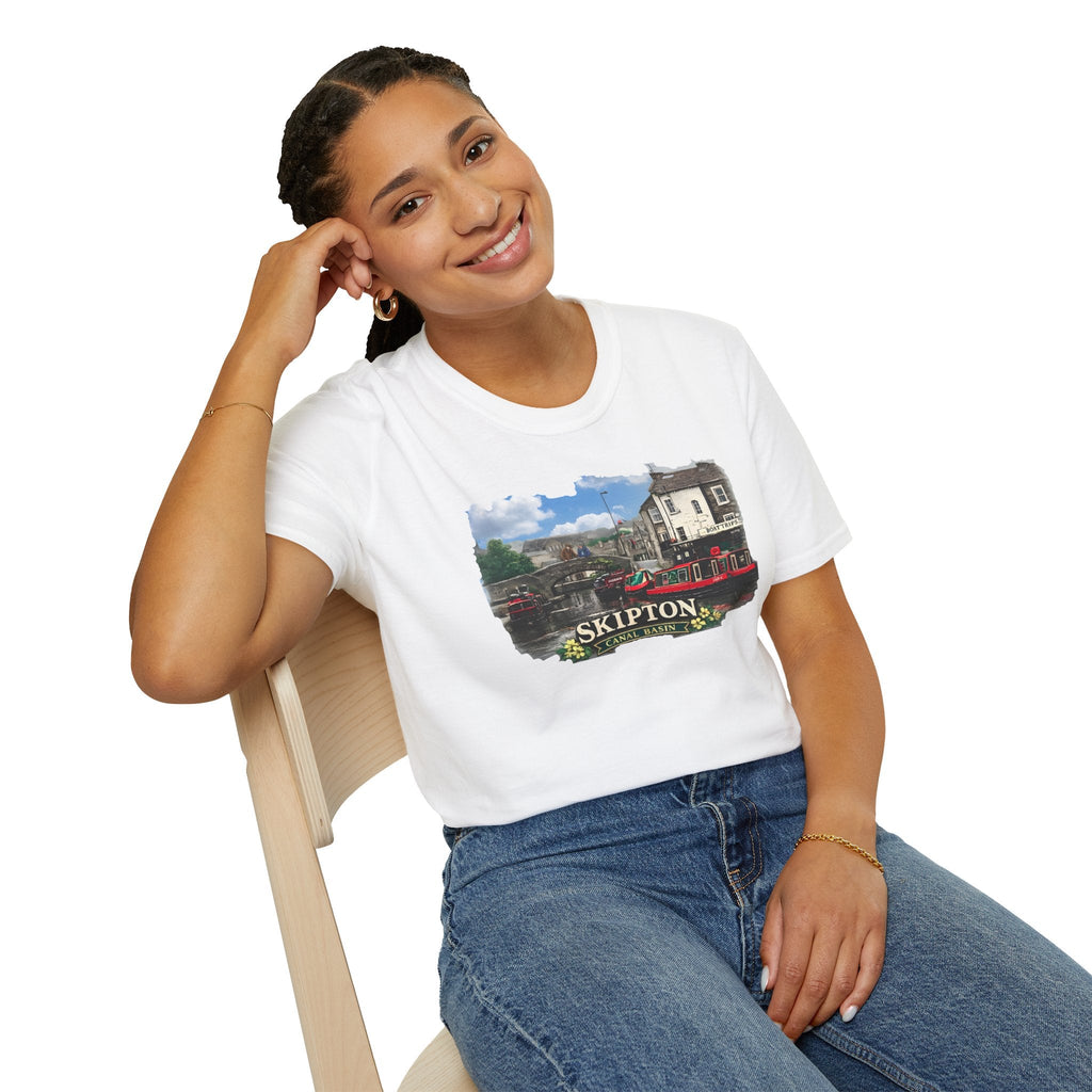 Historic Skipton- Canal Basin-Scene T  shirt Yorkshires Most Picturesque Waterway Printify