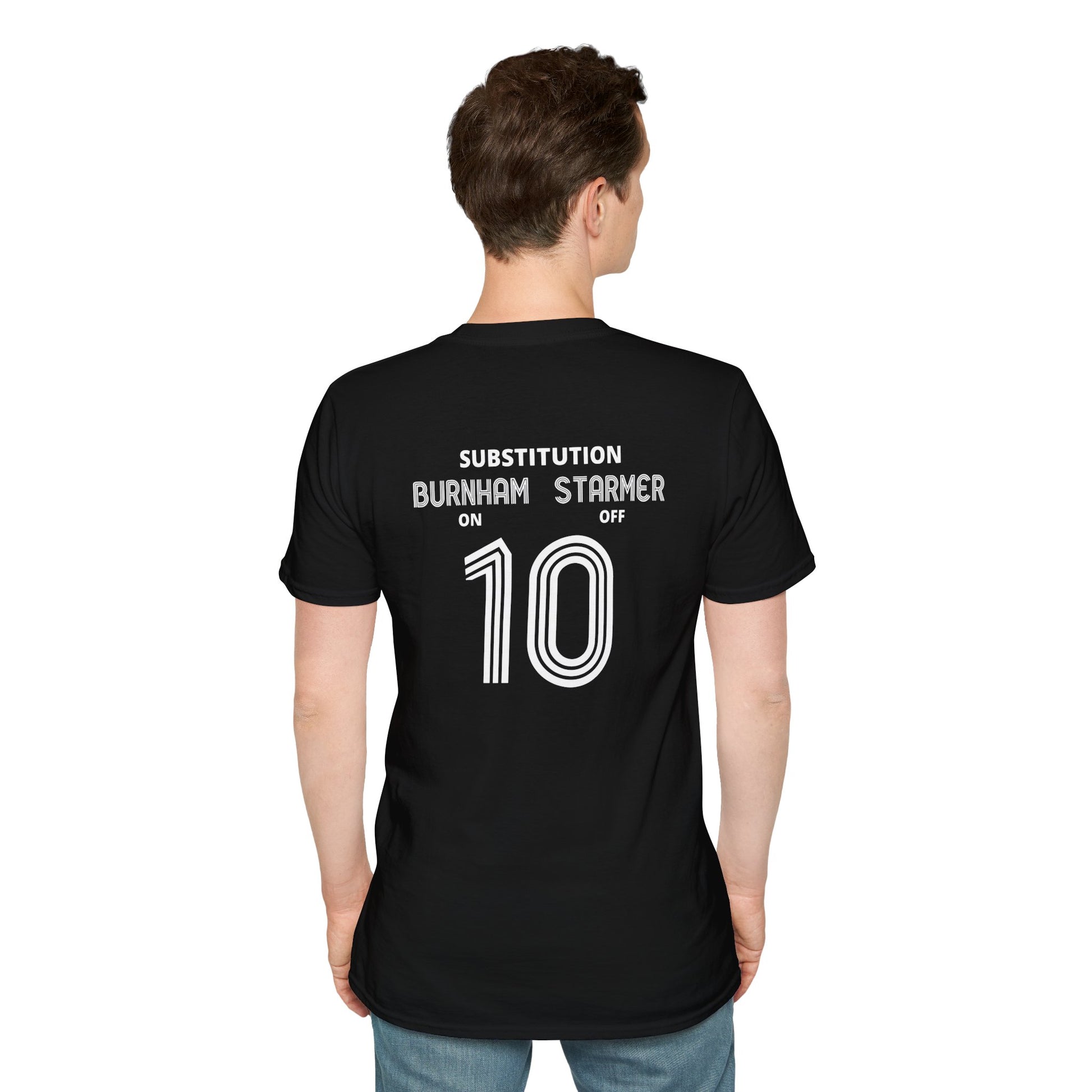 Political Football T-Shirt | Substitution Burnham On Starmer Off | Satire Tee Printify