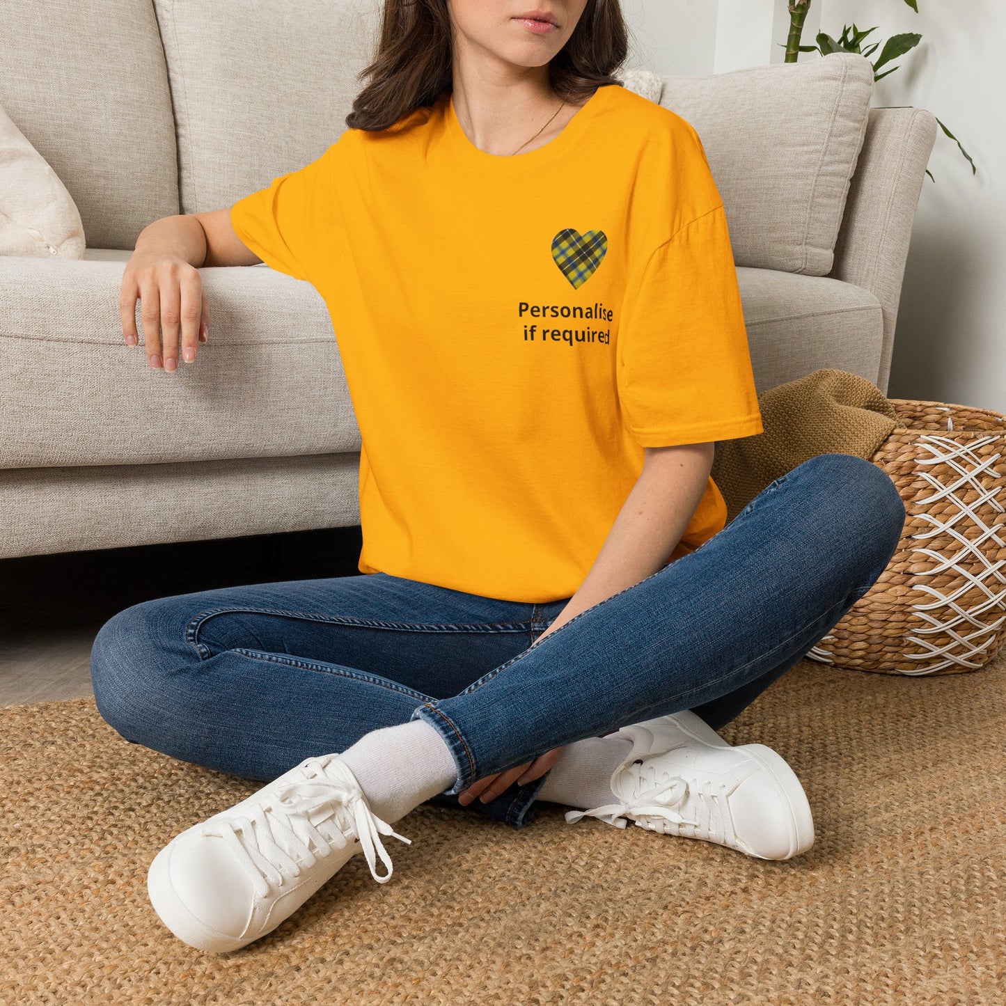 Plaid Heart T-Shirt — Personalized If Required Chest Design Printify