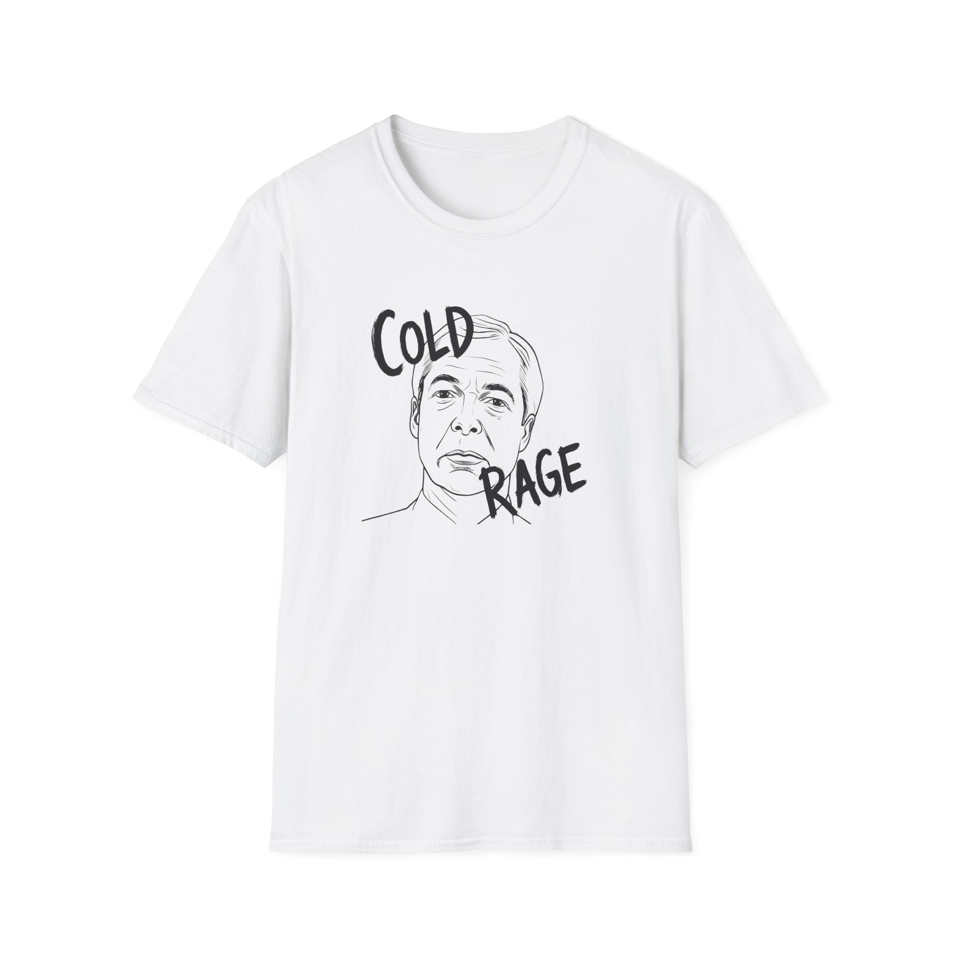 Nigel Farage Cold Rage Graphic T‑Shirt — Political Satire Portrait Tee Printify