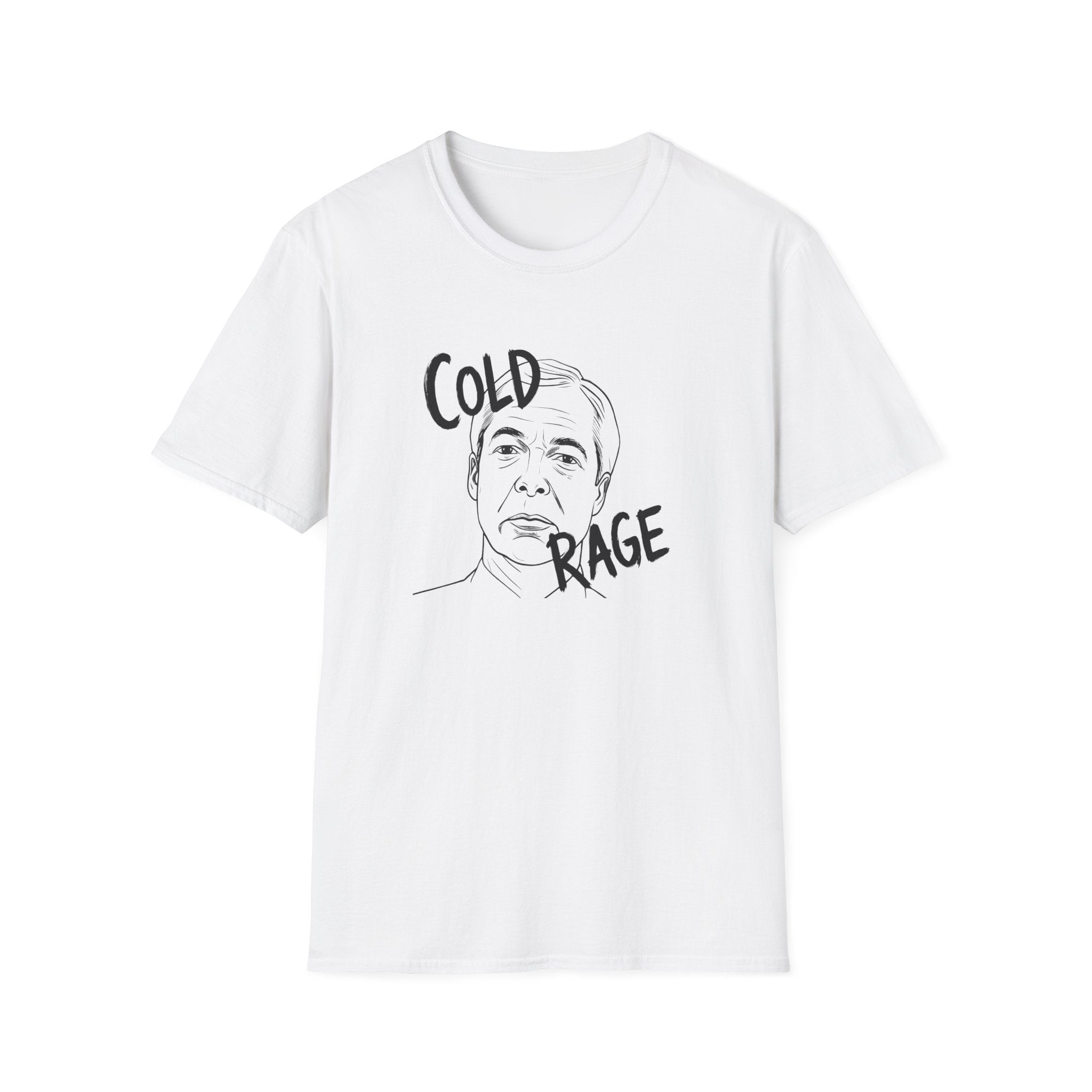 Nigel Farage Cold Rage Graphic T‑Shirt — Political Satire Portrait Tee Printify