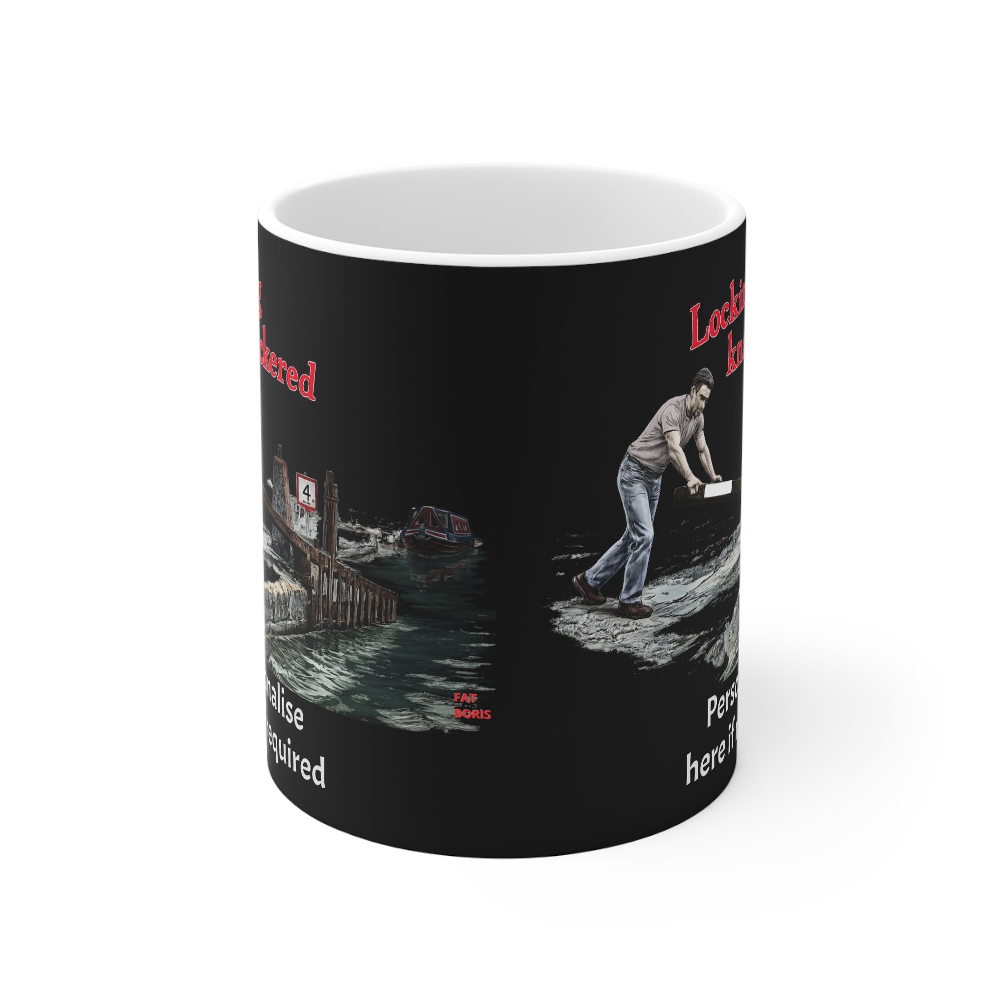 Locking Knackered Mug – Funny Canal Boating Coffee Cup (Customisable Gift) 
