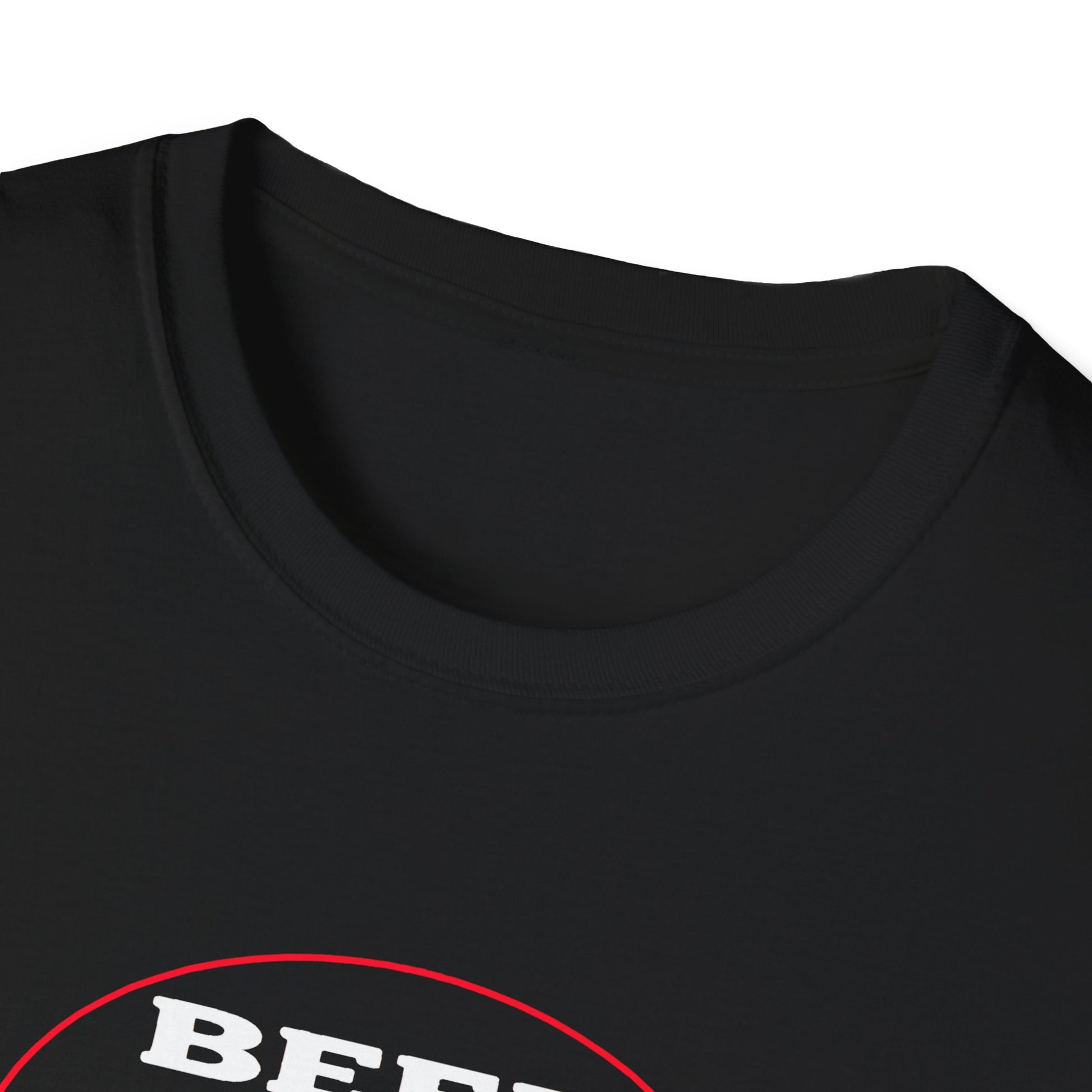 “Funny Beer Because Adulting Is Hard cartoon close up collar  black T-shirt design”