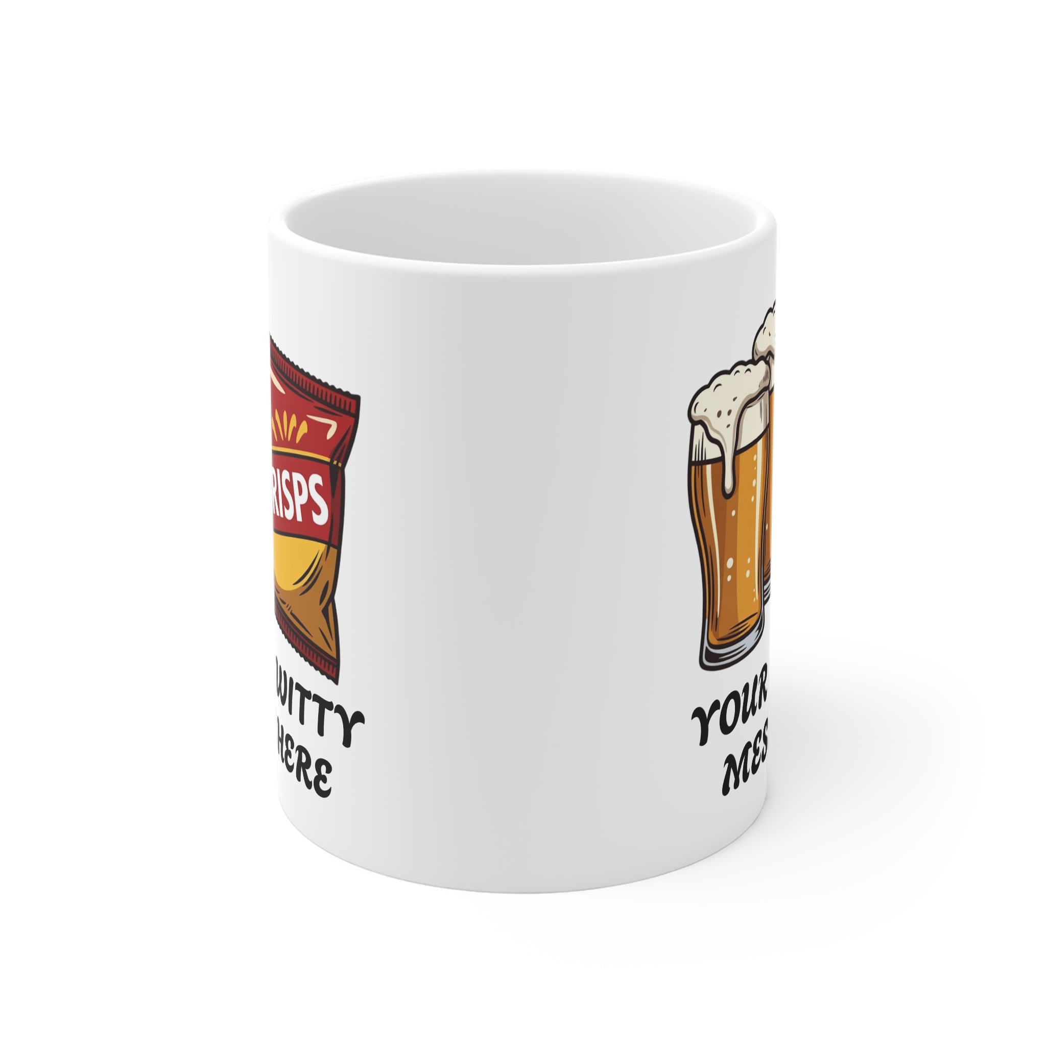 Custom Personalised  Two Pints of Lager and a Packet of Crisps Mug - Funny British TV Show Gift 